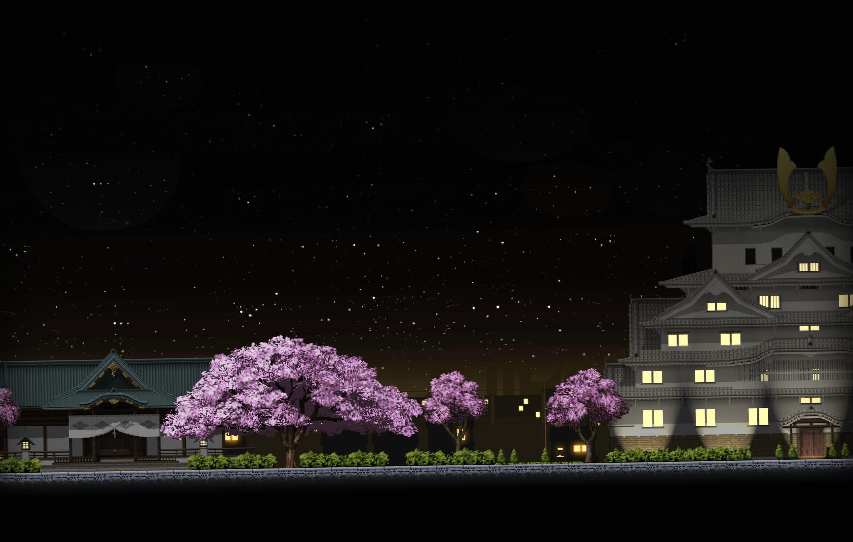 Night Sakura Pixel Art wallpapers HD quality