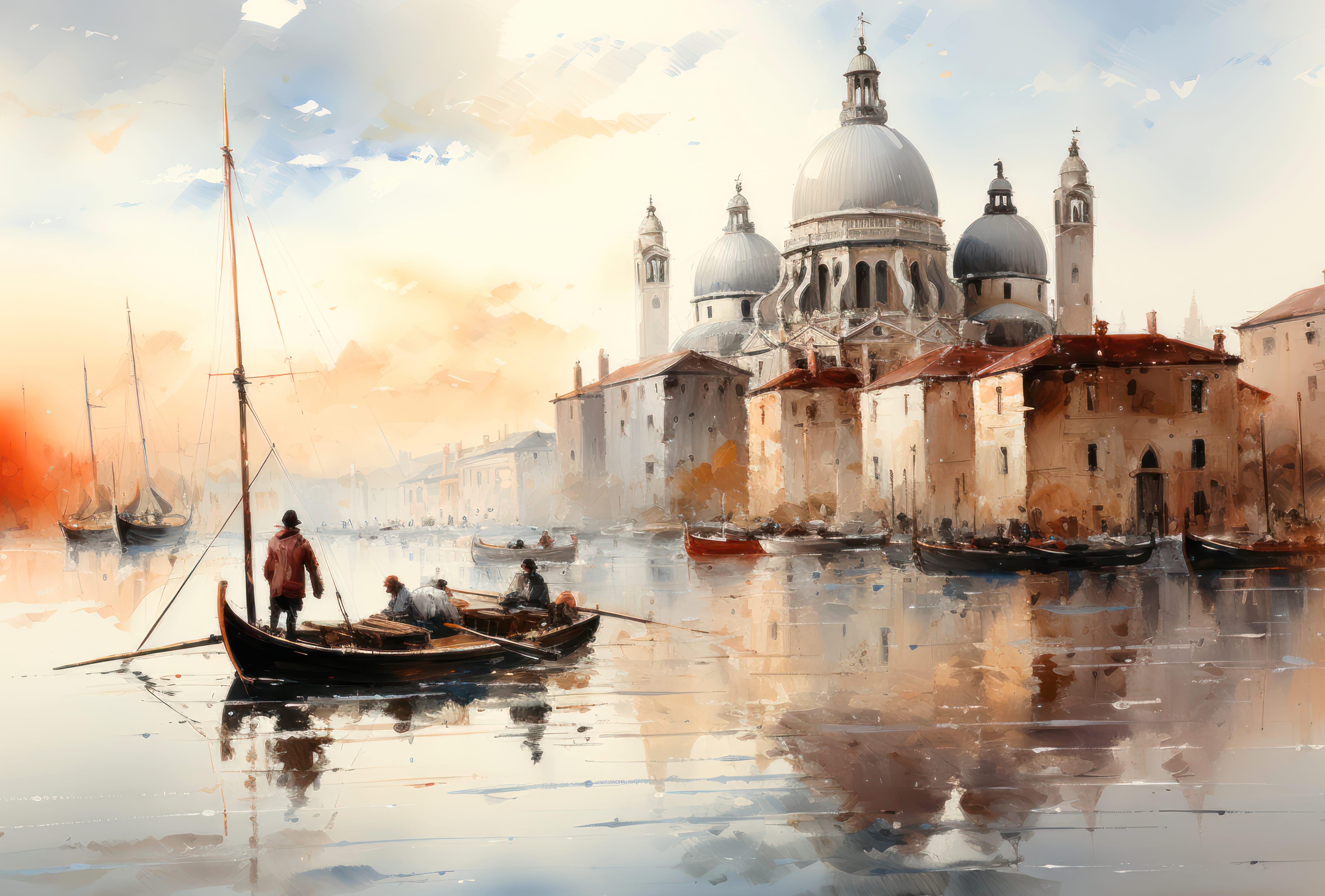 Oil Painting Minimalist Venice Artistic Impressionism at 1600 x 1200 size wallpapers HD quality