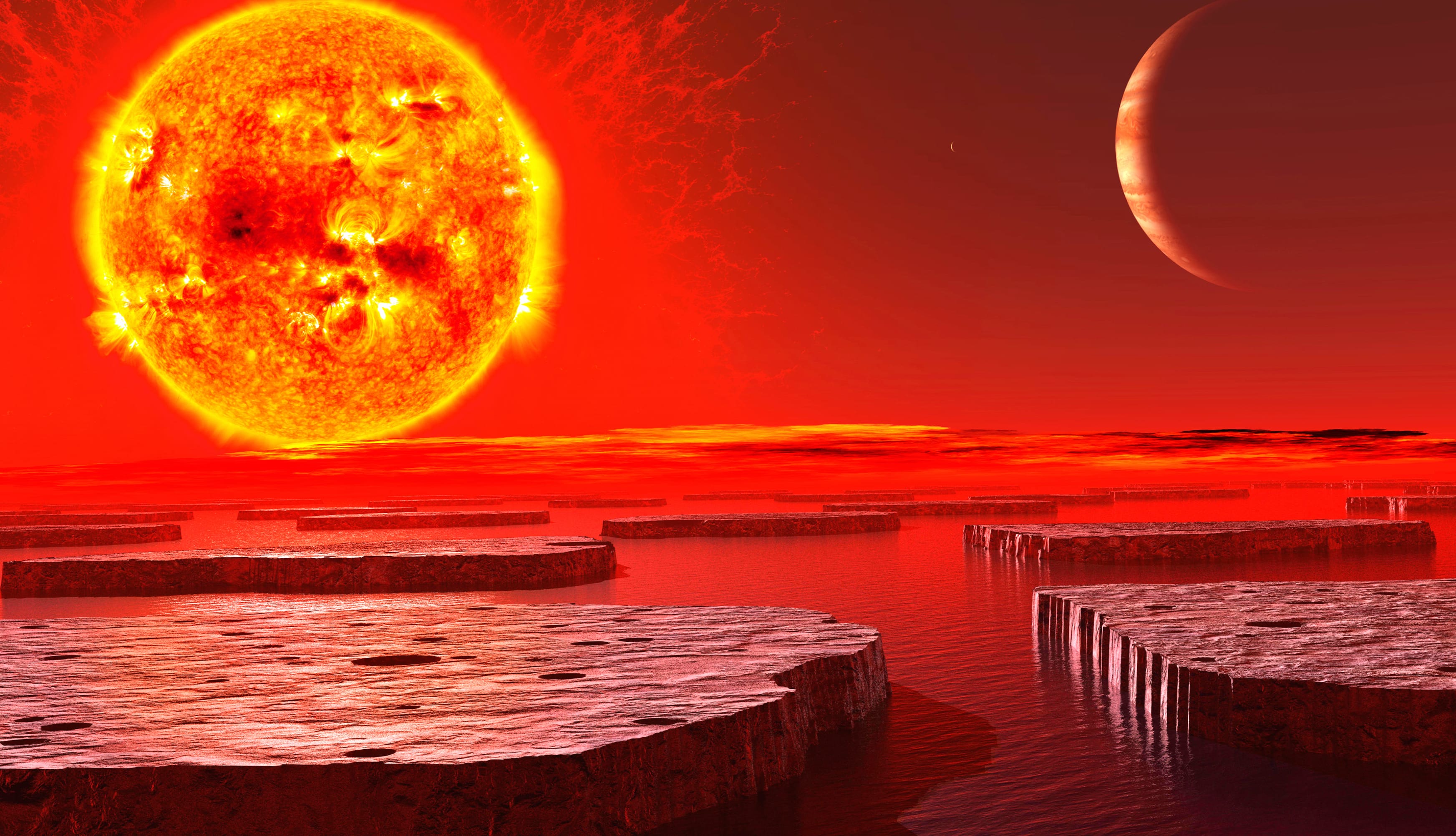 Orange Horizon Sci-Fi Landscape – wallpapers HD quality