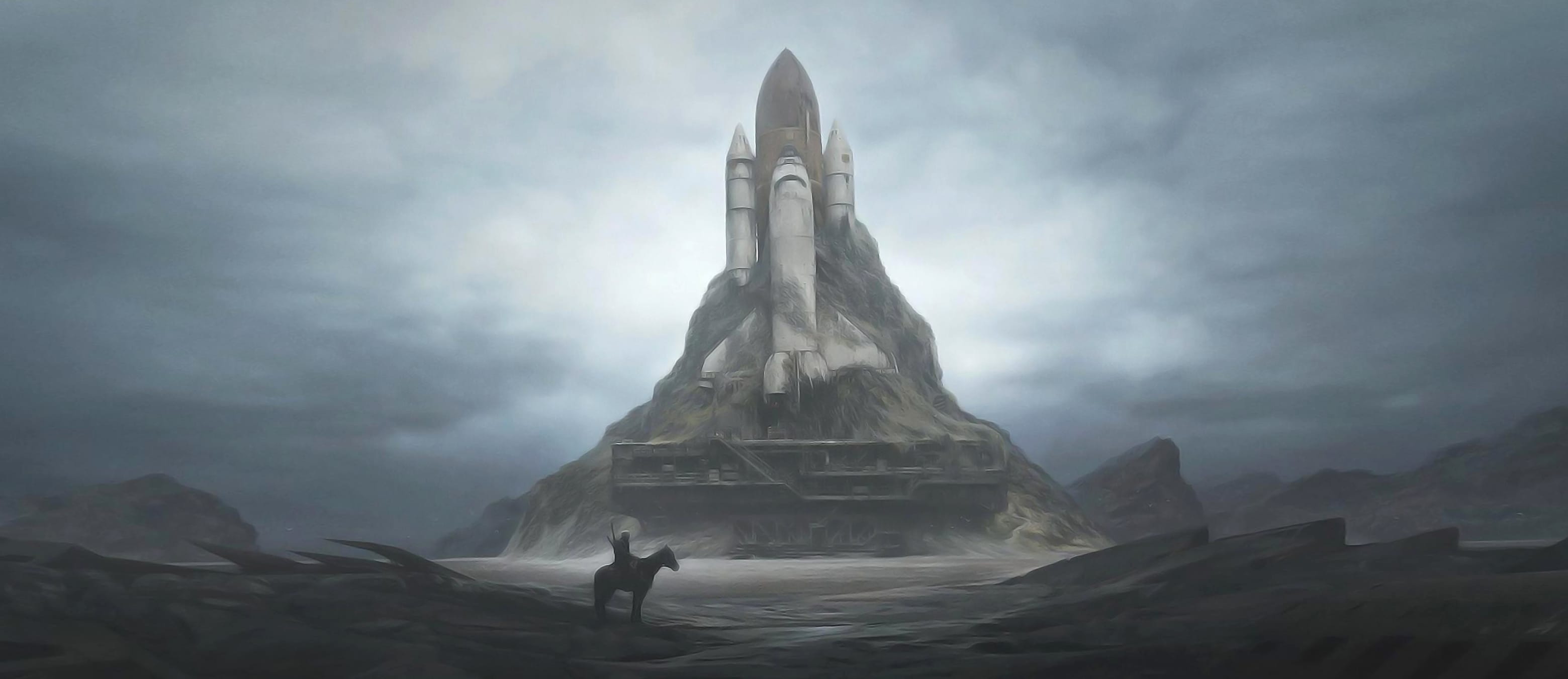 Post-Apocalyptic Space Shuttle Landscape - wallpapers HD quality