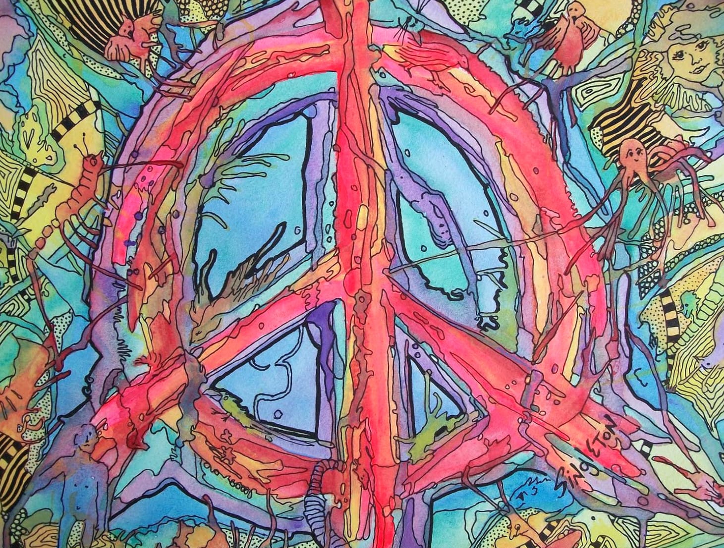 Psychedelic Peace Sign at 1920 x 1080 HD size wallpapers HD quality