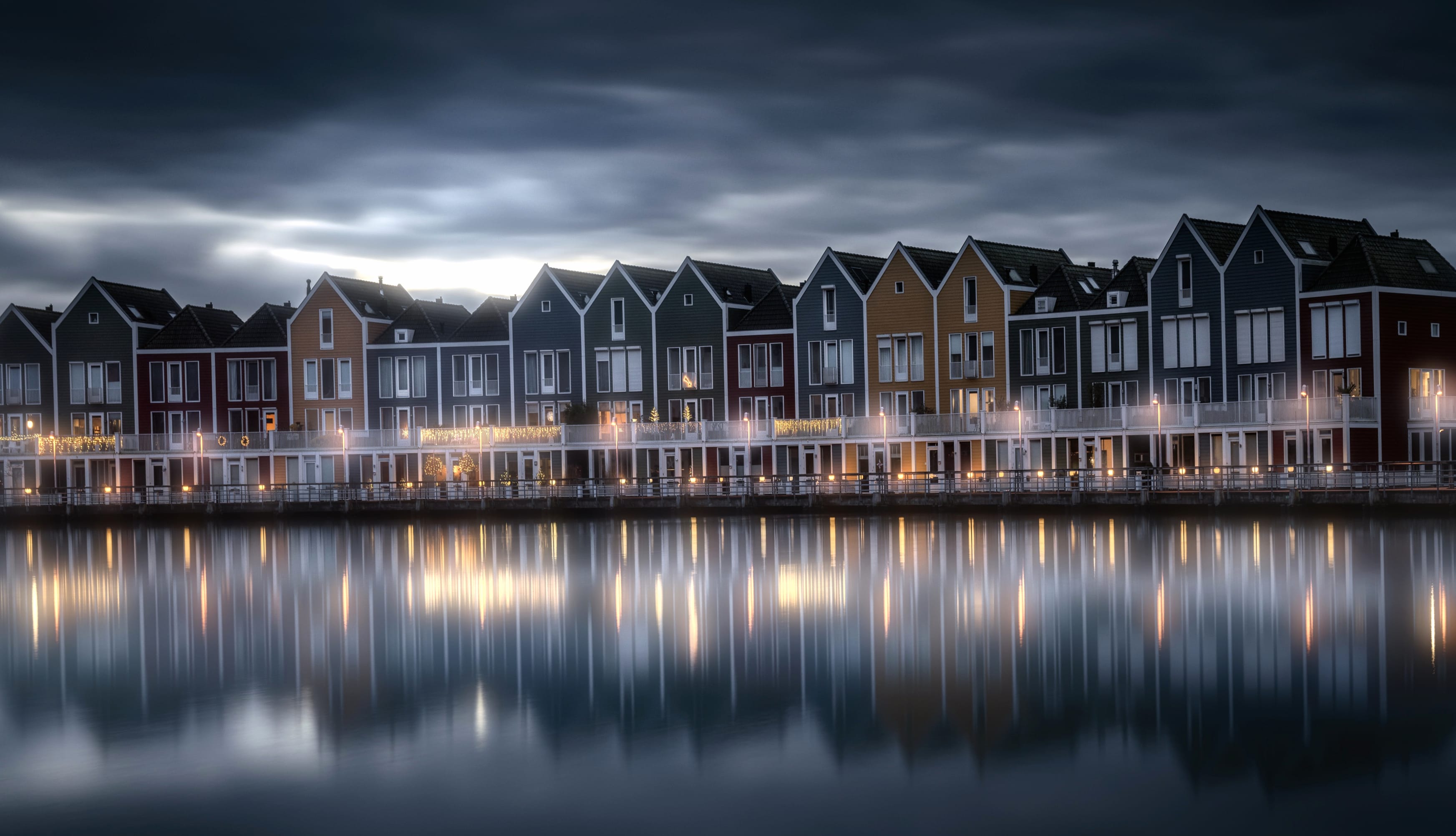 Rainbow houses Netherlands wallpapers HD quality