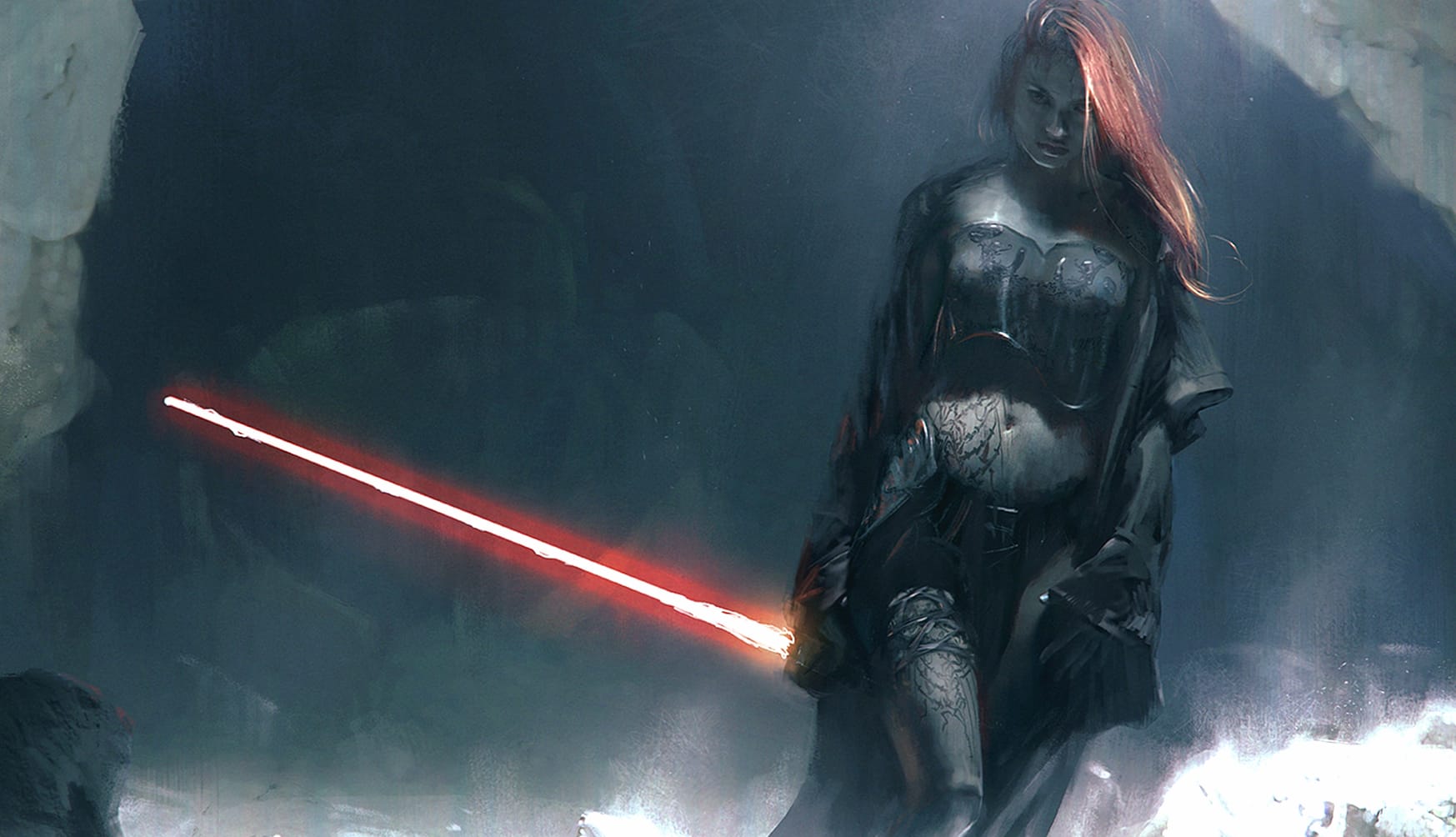 Red-Haired Lightsaber Warrior wallpapers HD quality