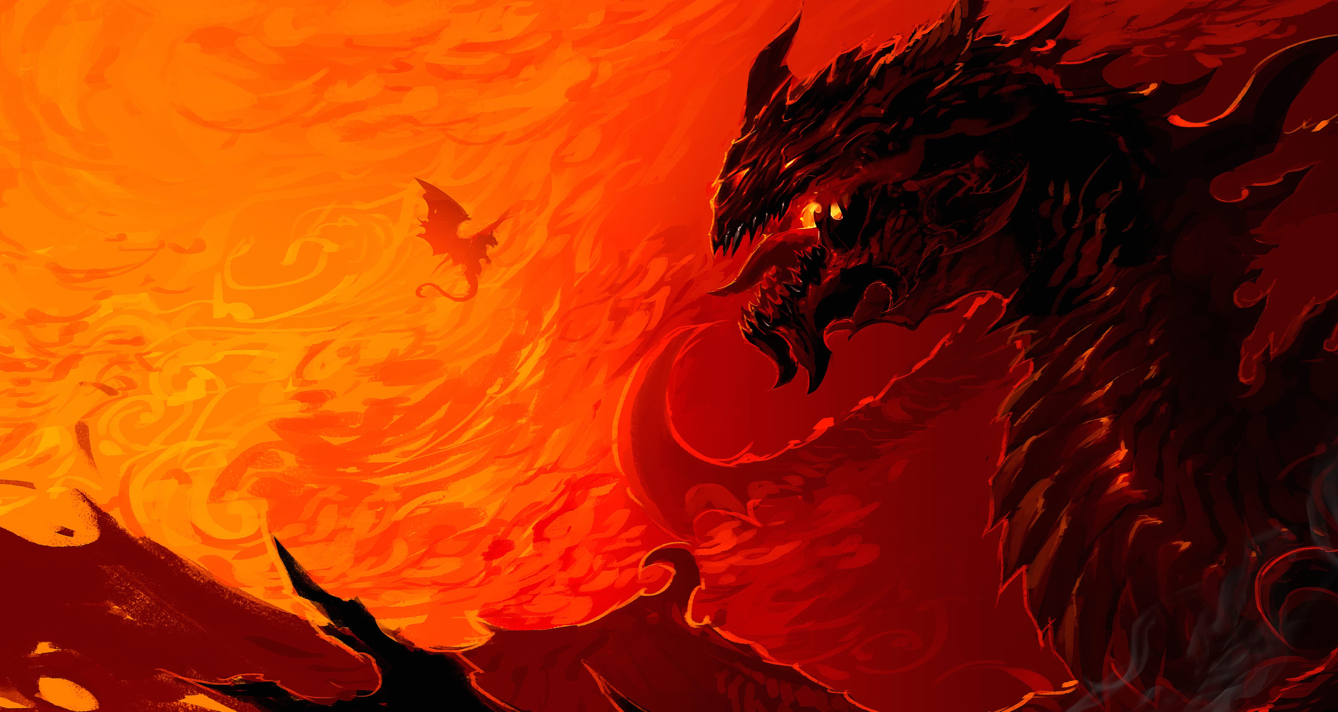 Red Fantasy Dragon - at 320 x 480 iPhone size wallpapers HD quality