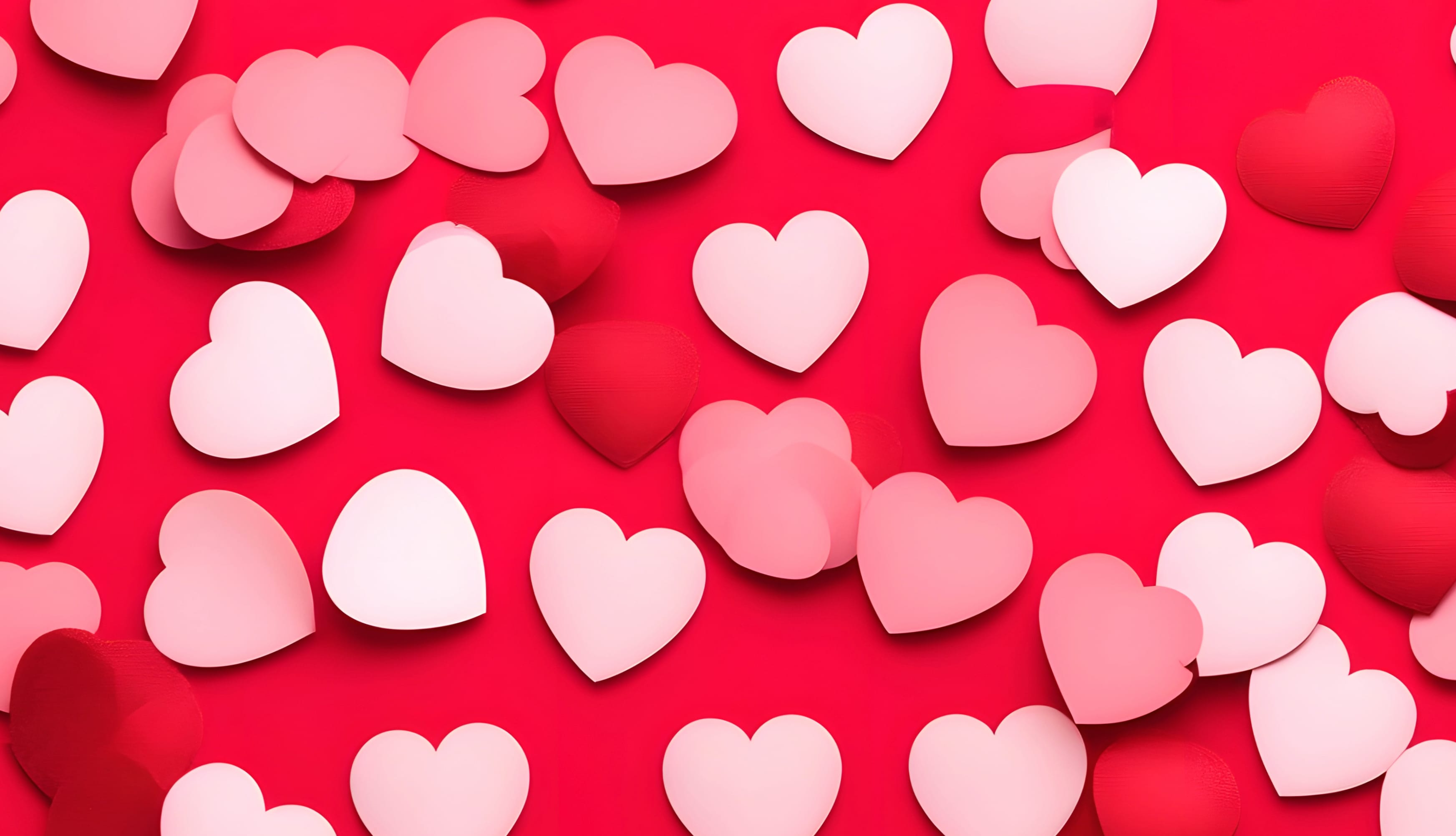 Red hearts Red background at 1600 x 1200 size wallpapers HD quality