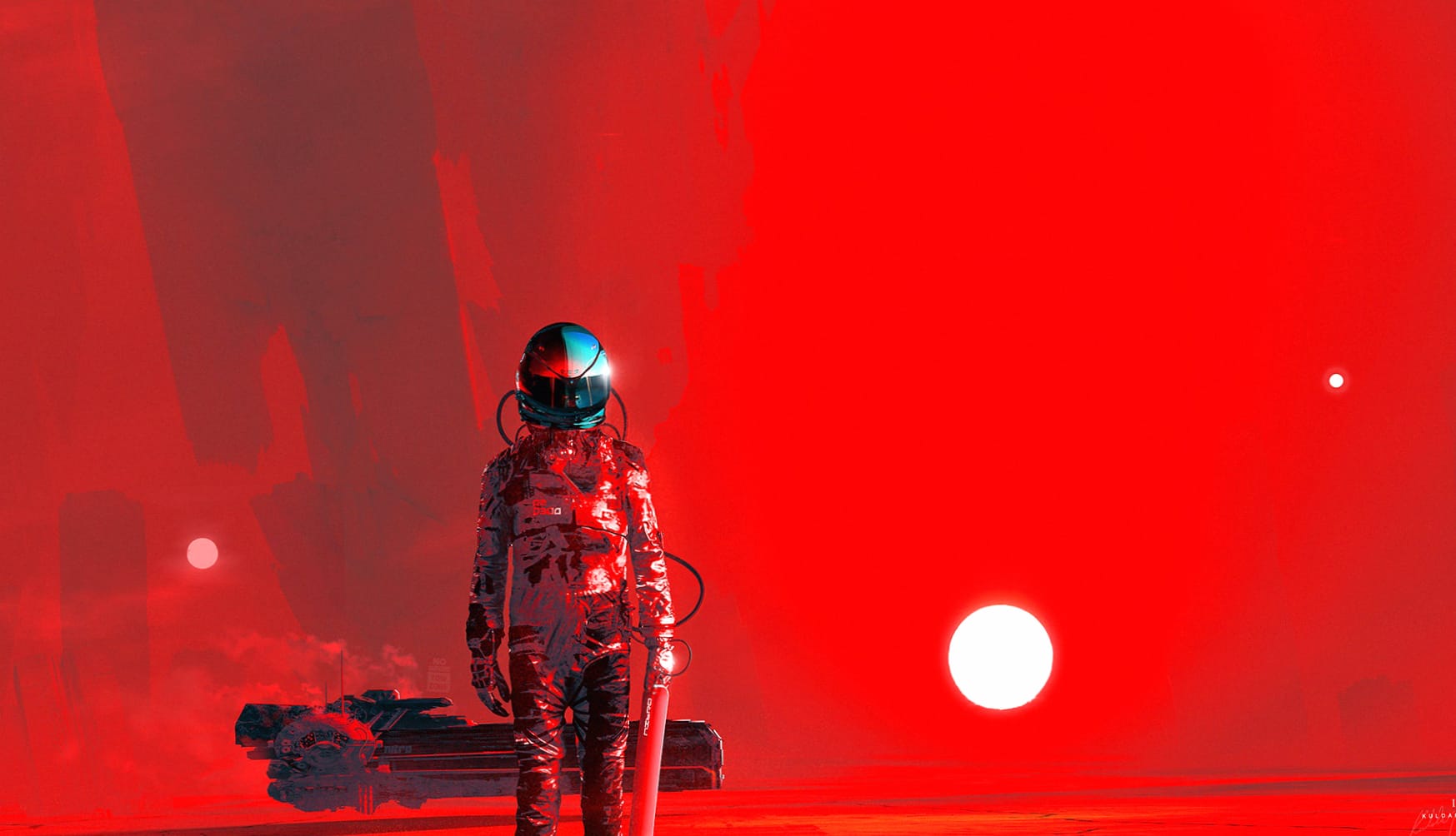 Red Horizon Astronaut in Sci-Fi wallpapers HD quality