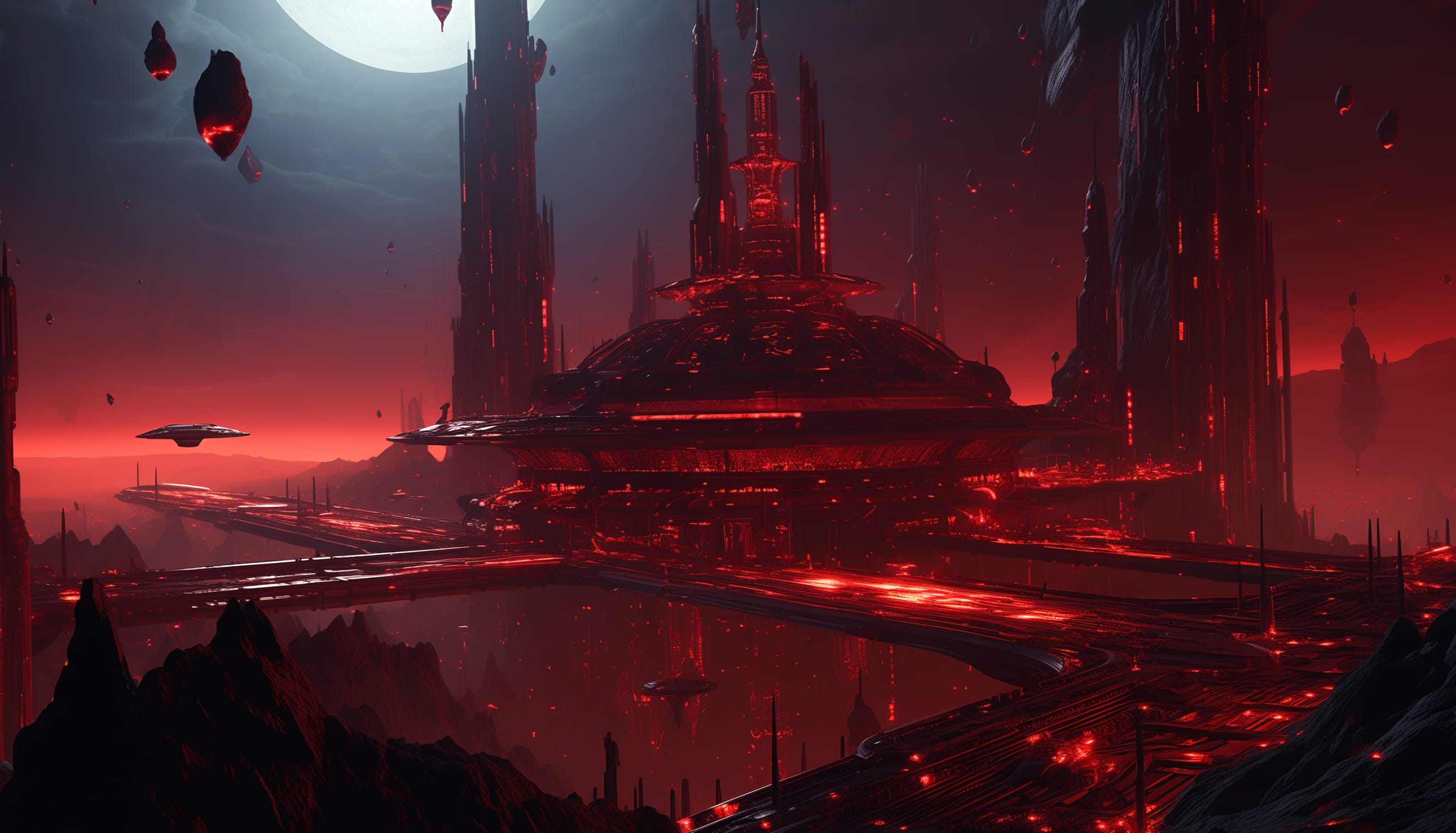 Red Nebula Spaceport - Sci-Fi Space Opera wallpapers HD quality