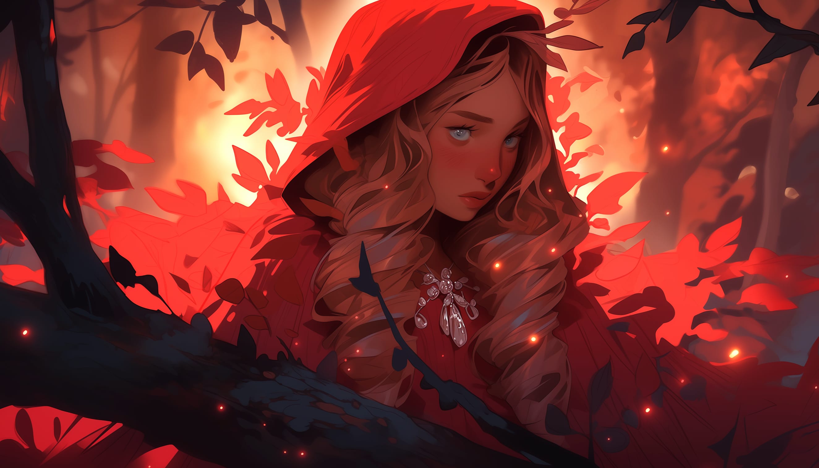 Red Riding Hood AI Art Artistic Forest wallpapers HD quality