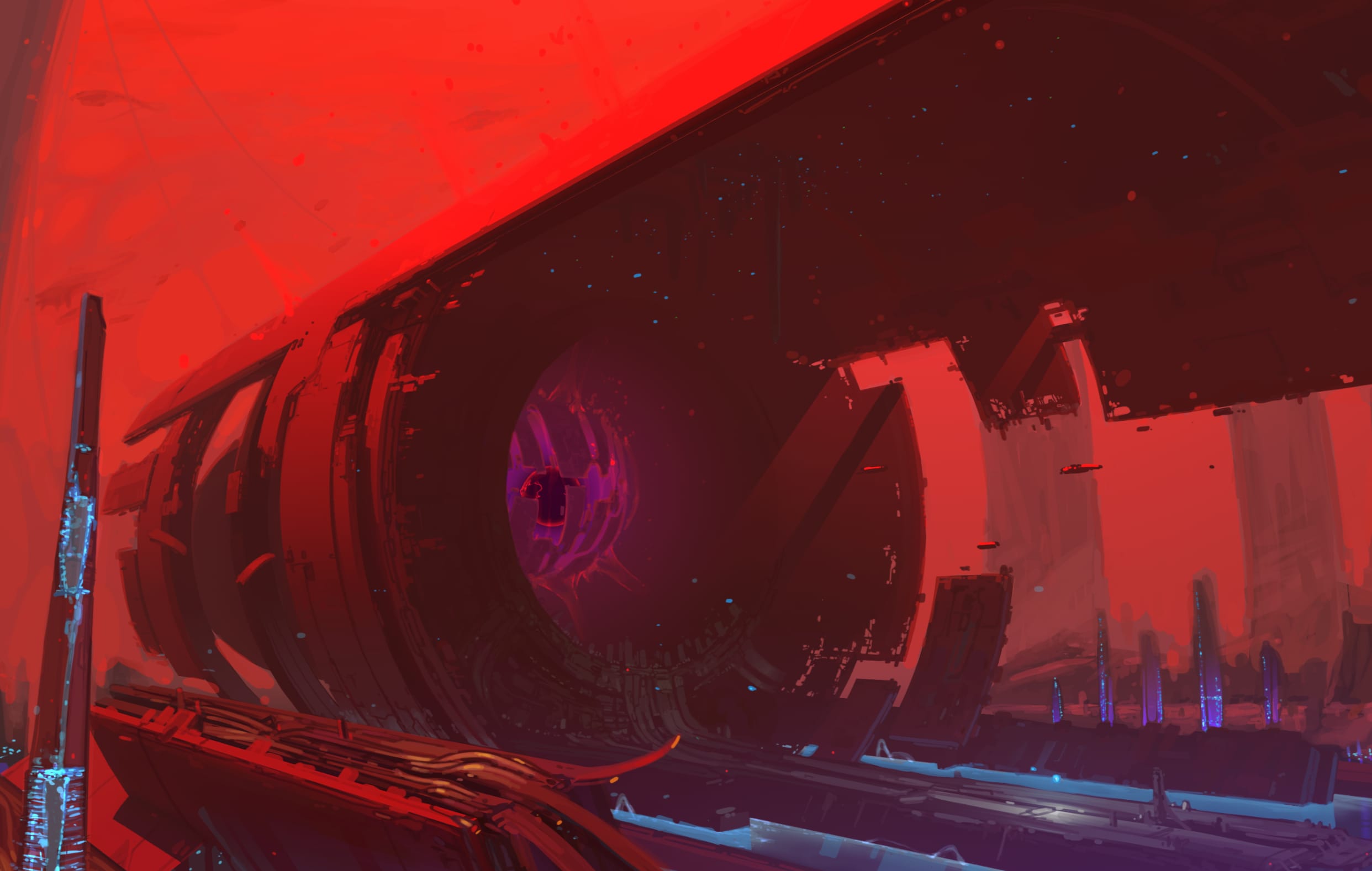 Red Sci-Fi Portal wallpapers HD quality