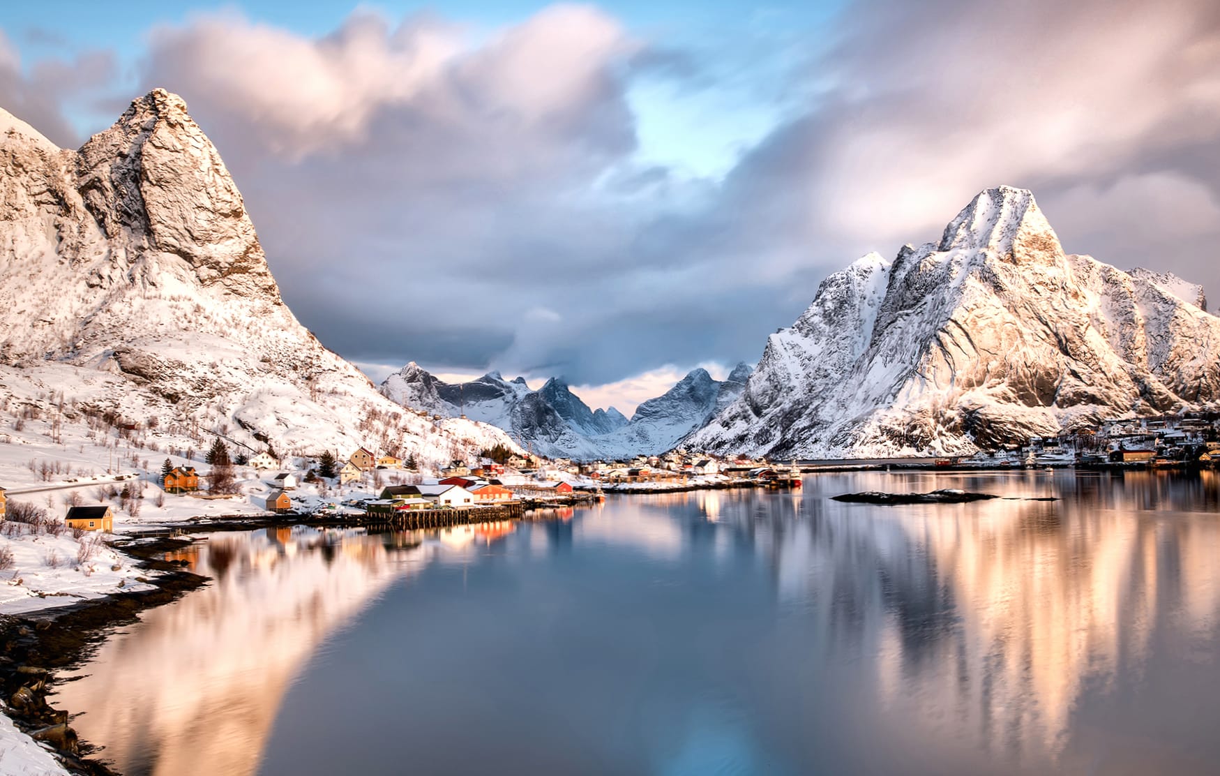 Reine Village Mountain Norway Photography Lofoten at 320 x 480 iPhone size wallpapers HD quality