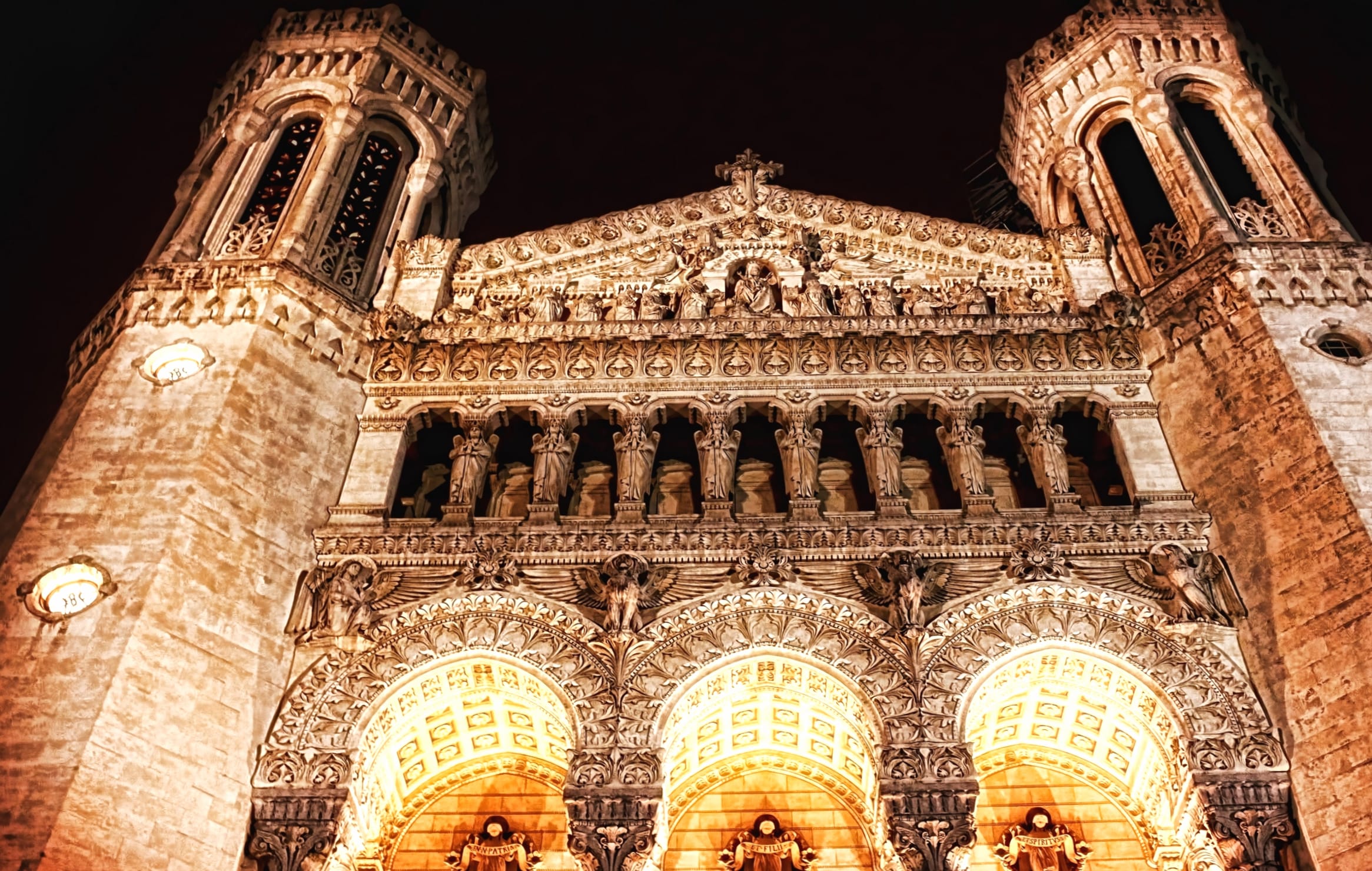 Religious Basilica Of Notre-Dame De Fourvière at 1680 x 945 HD size wallpapers HD quality