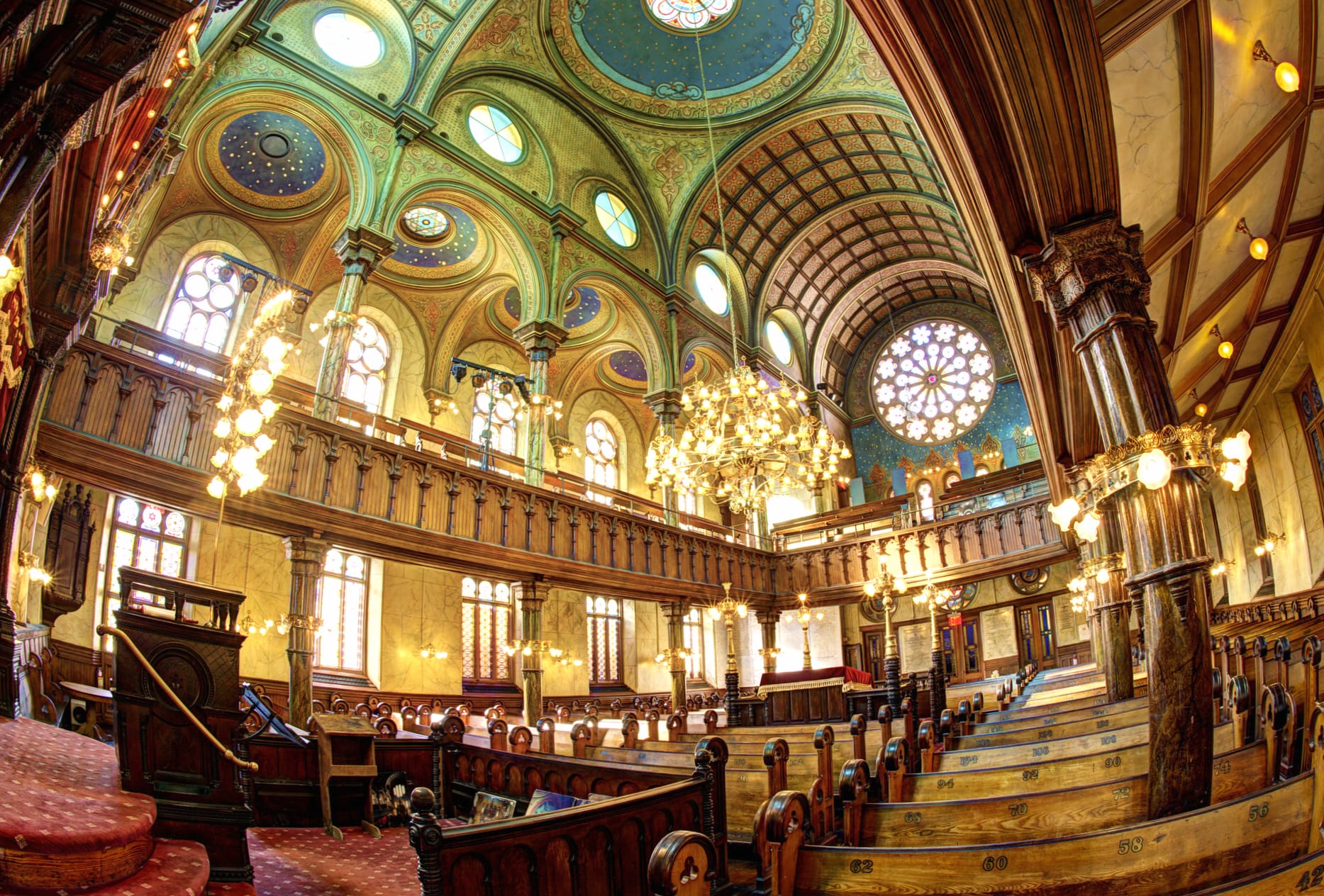 Religious Church Chandelier Synagogue USA New York Photography Fisheye wallpapers HD quality