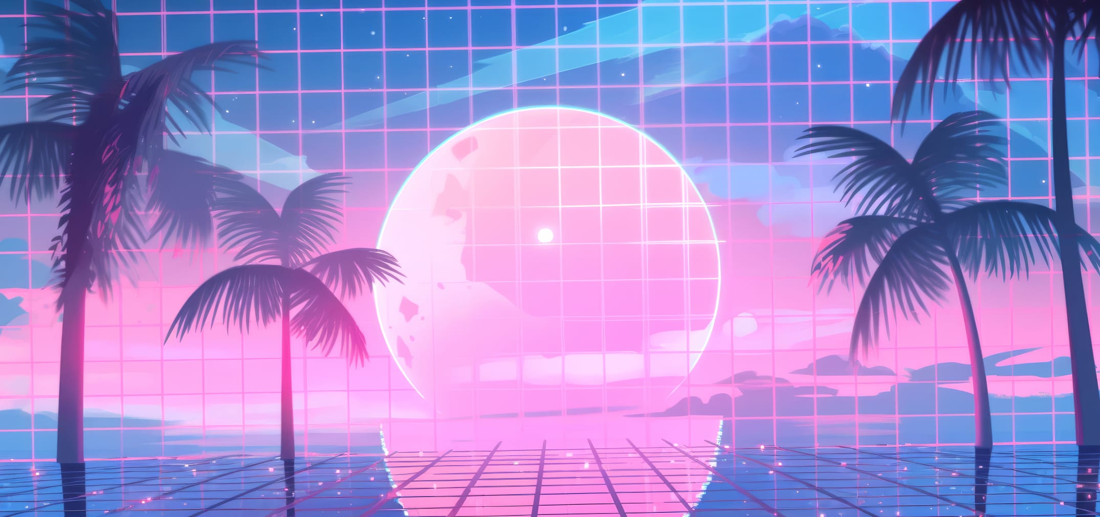 Retro Wave Moonrise Vaporwave Aesthetic at 1024 x 768 size wallpapers HD quality