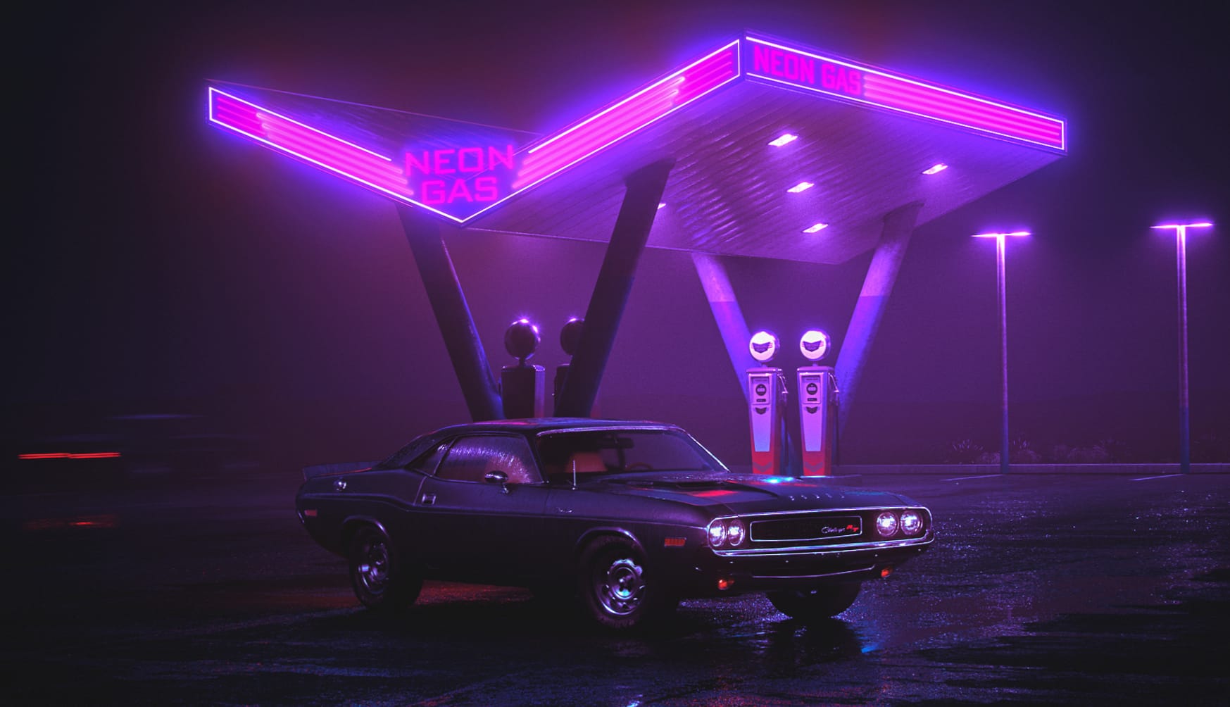 Retro Wave Neon Car wallpapers HD quality