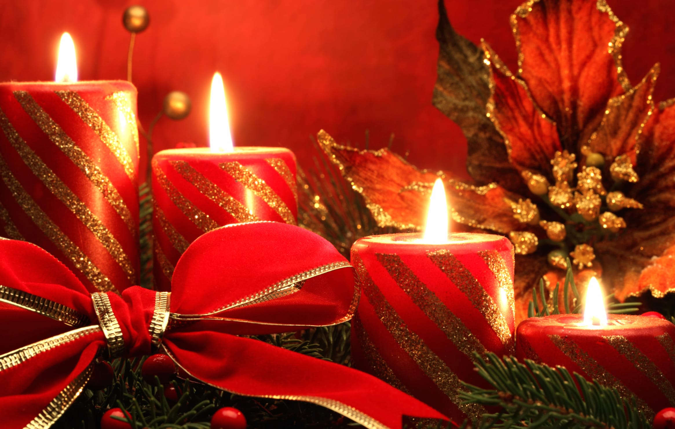 Ribbon Candle Christmas Ornaments Holiday Christmas wallpapers HD quality