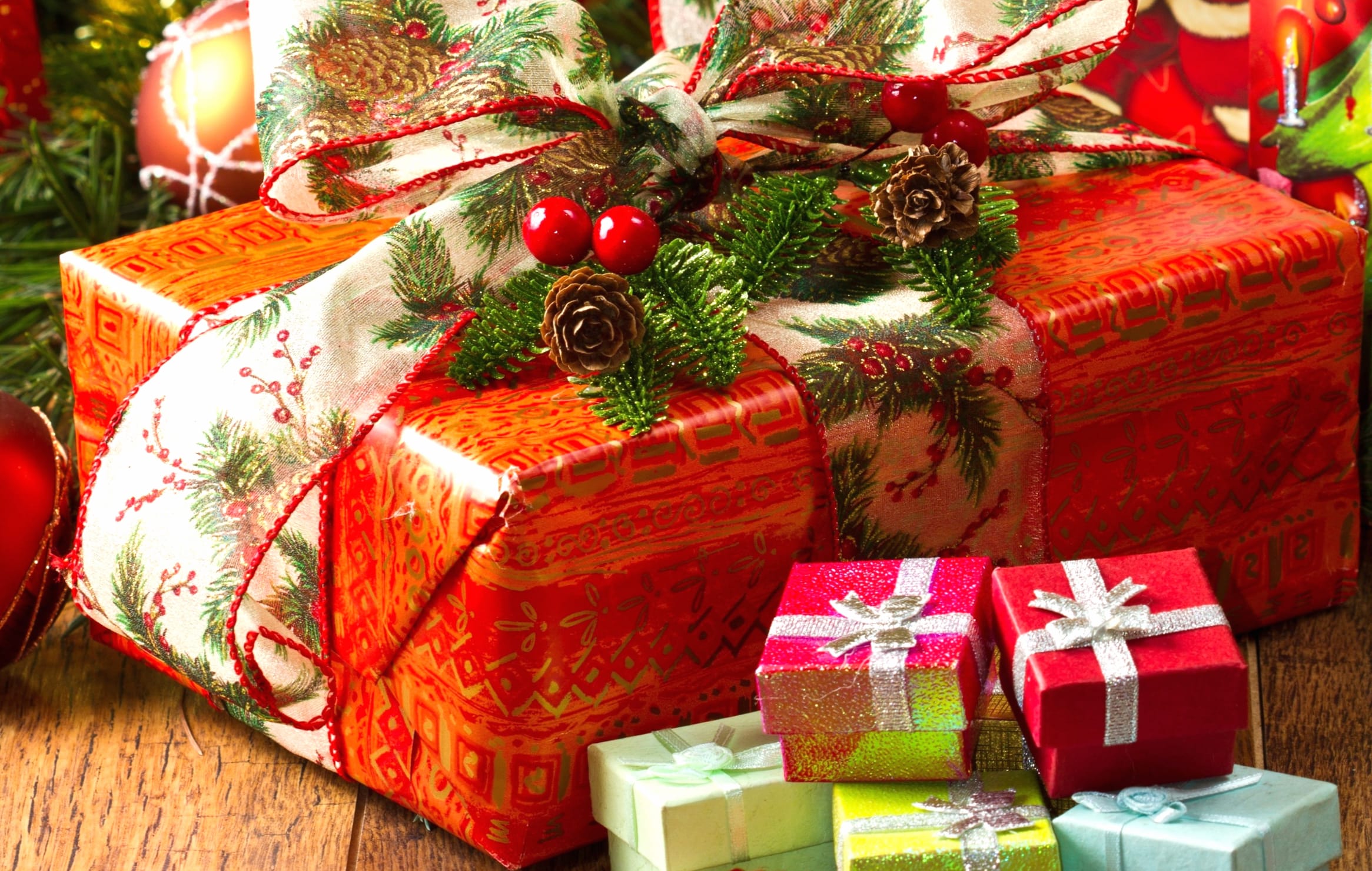 Ribbon Gift Holiday Christmas wallpapers HD quality