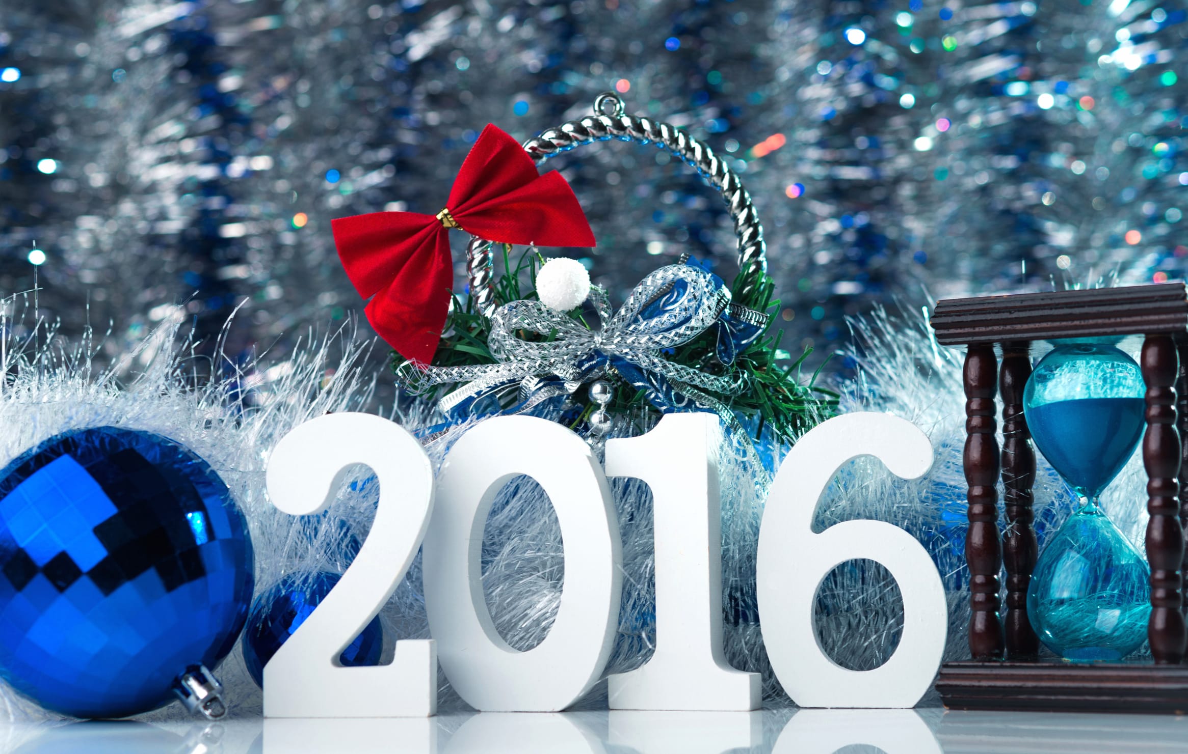 Ribbon Hourglass Holiday New Year 2016 wallpapers HD quality