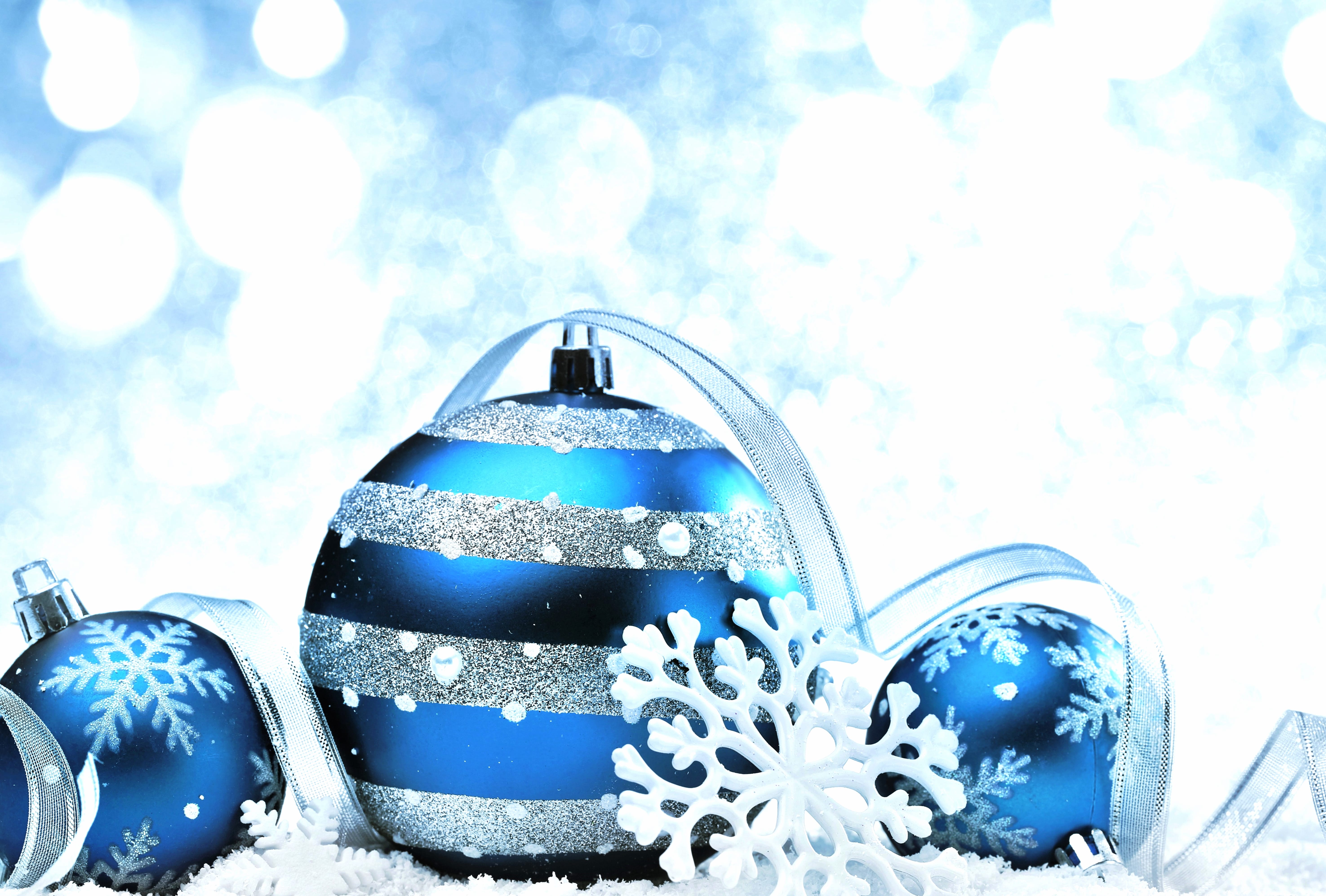 Ribbon Snowflake Silver Blue Christmas Ornaments Holiday Christmas wallpapers HD quality