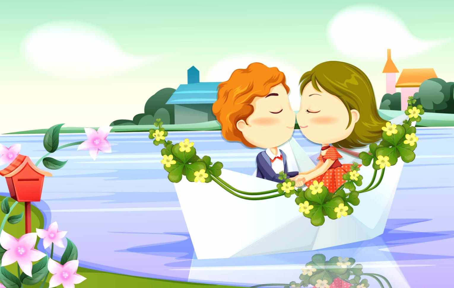 Romantic Love Boat at 1920 x 1080 HD size wallpapers HD quality