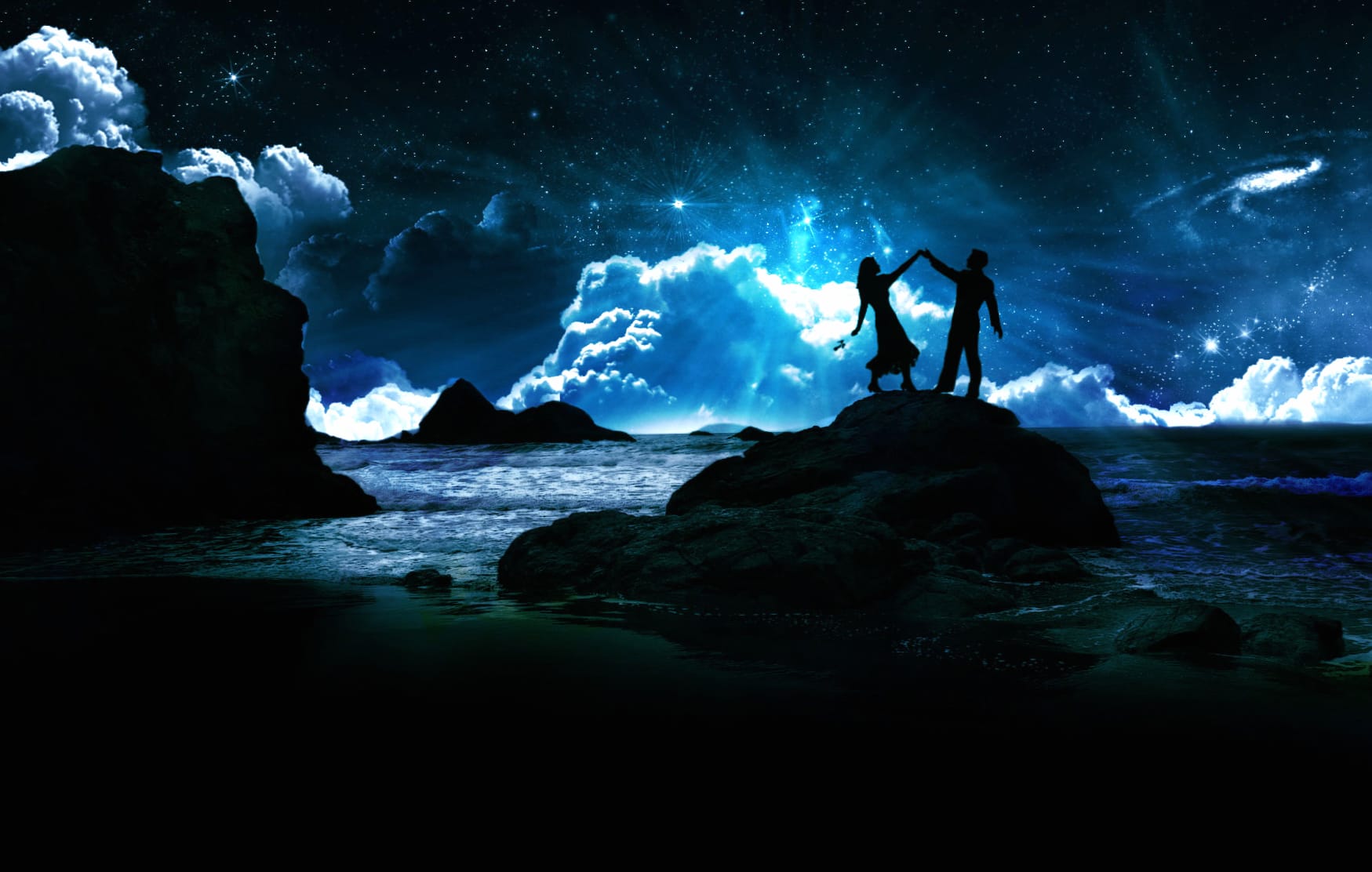 Romantic Starry Night - Artistic Love at 2560 x 1440 HD size wallpapers HD quality