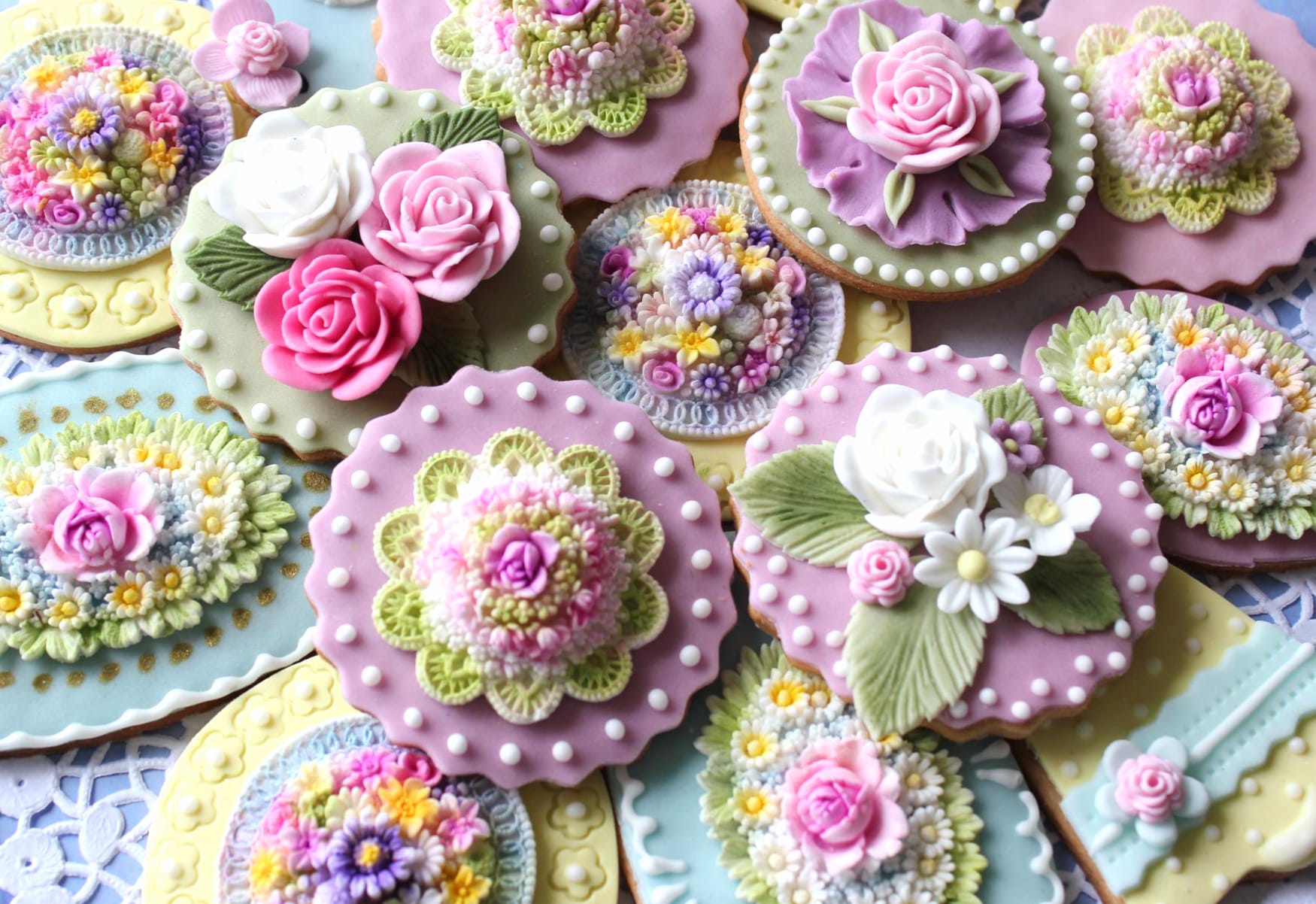 Rose Pastel Flower Cookie Holiday Easter at 1366 x 768 HD size wallpapers HD quality