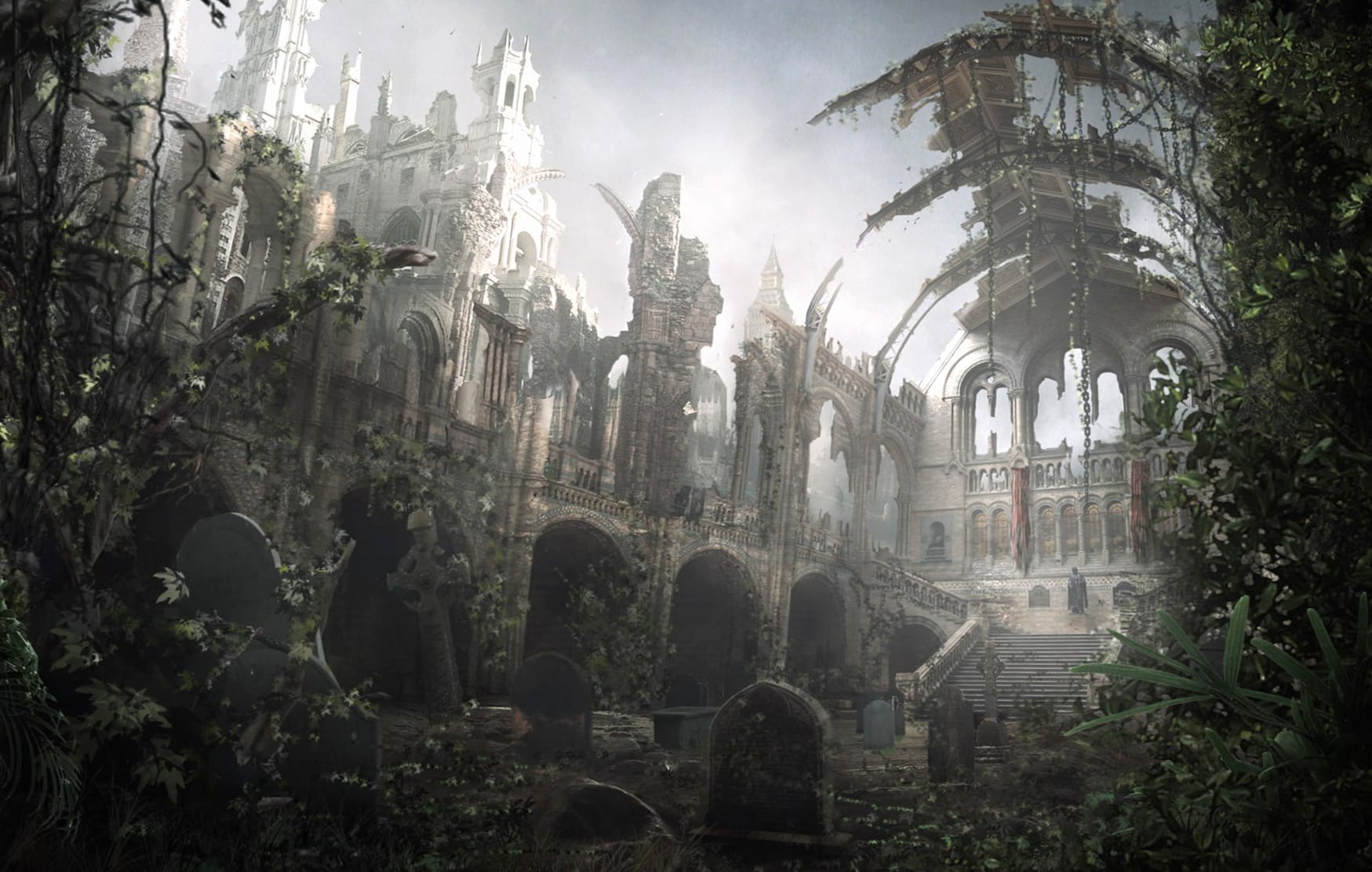 Ruins of a Sci-Fi City from a Post-Apocalyptic World at 1366 x 768 HD size wallpapers HD quality