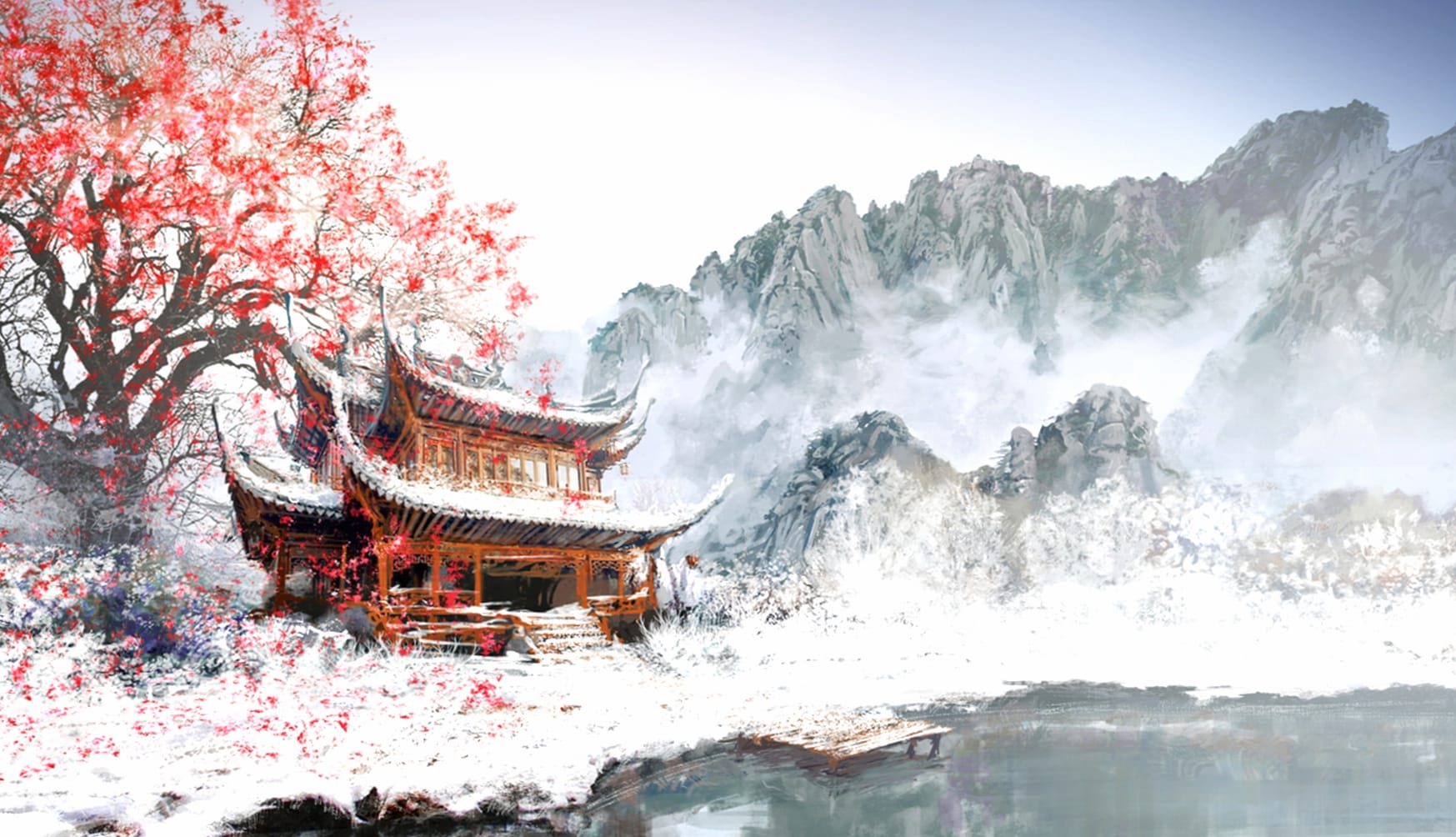 Sakura Winter Fantasy at 1024 x 1024 iPad size wallpapers HD quality