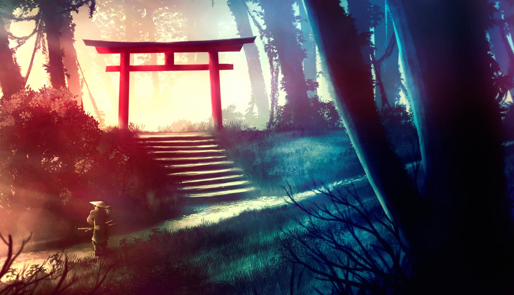 Samurai Path to Forest Shrine - wallpapers HD quality