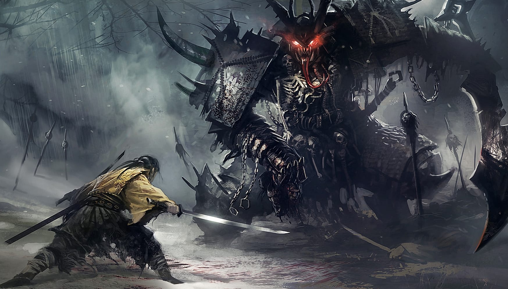 Samurai vs Monster Epic Fantasy wallpapers HD quality