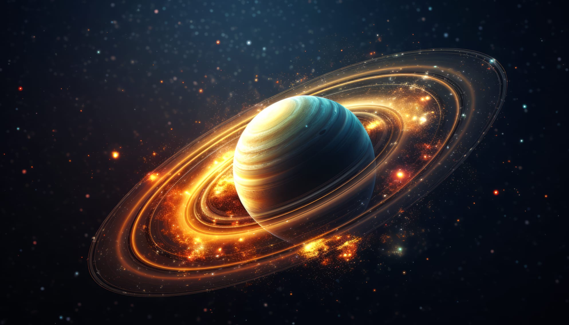 Saturn Planet in Starry Galaxy Wallpaper wallpapers HD quality