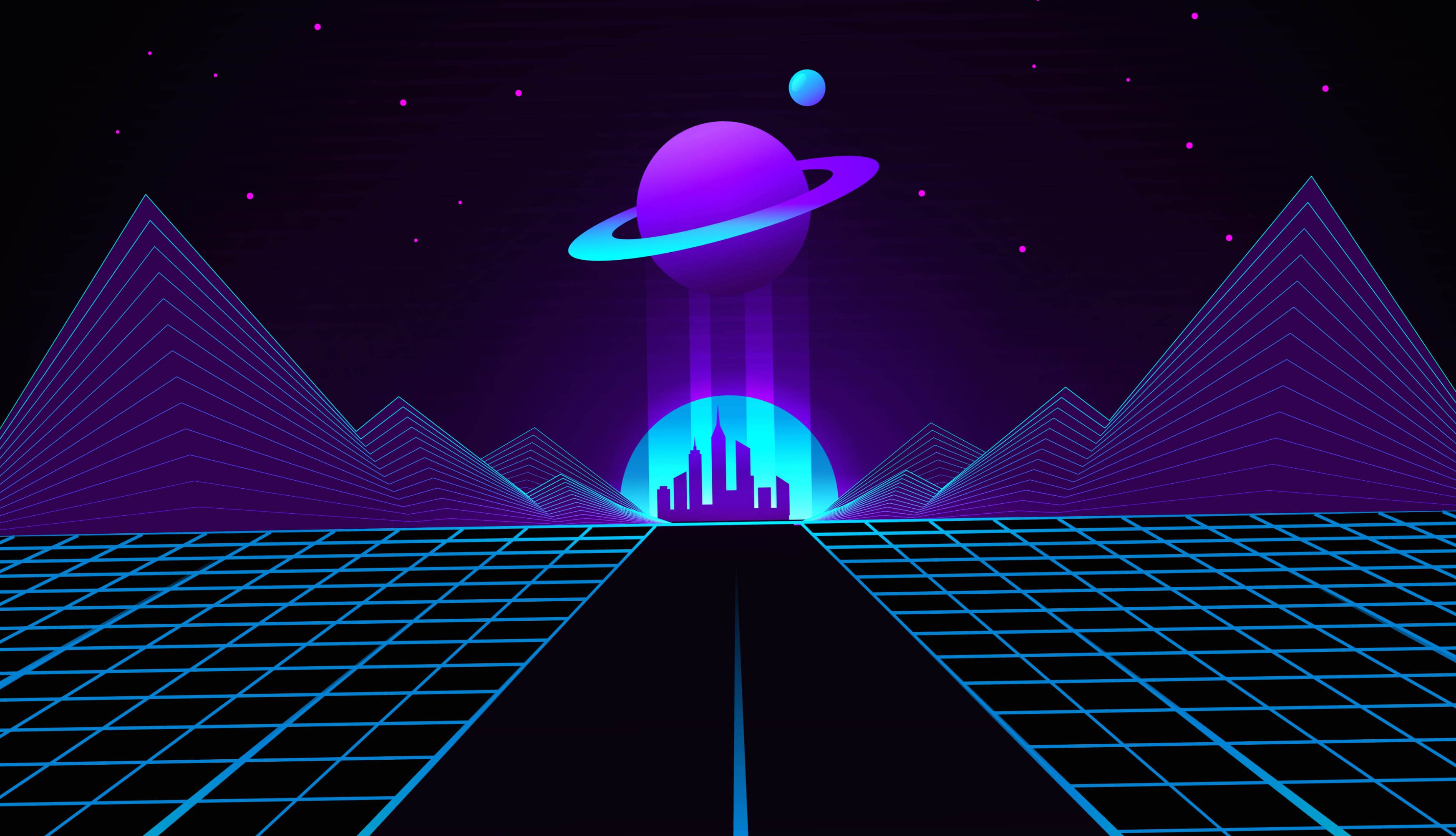 Saturn Retrowave wallpapers HD quality