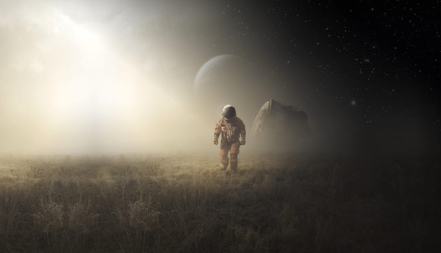 Sci-Fi Astronaut on Mysterious Planet wallpapers HD quality