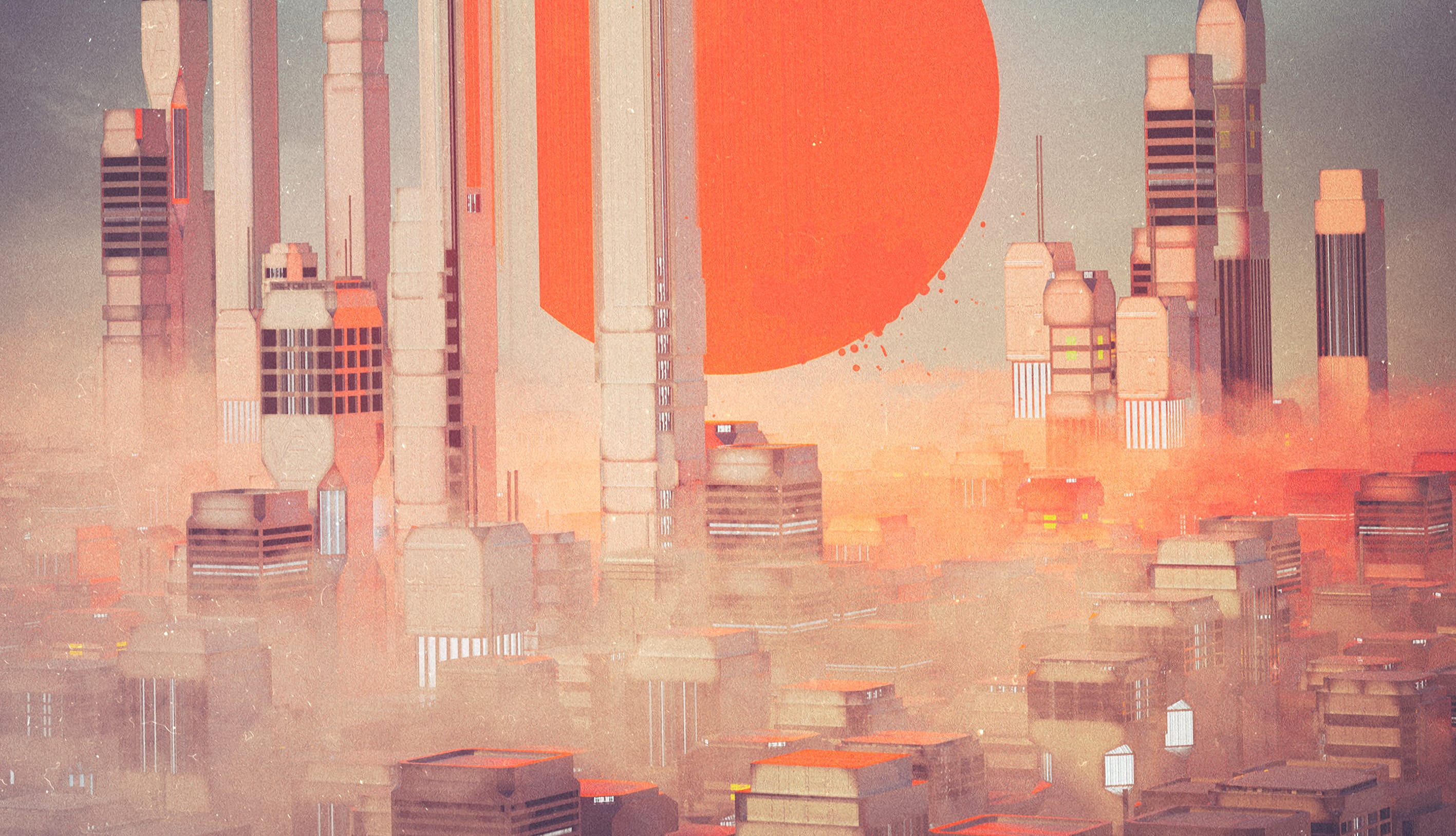 Sci-Fi Sunrise in the Fog - at 640 x 960 iPhone 4 size wallpapers HD quality