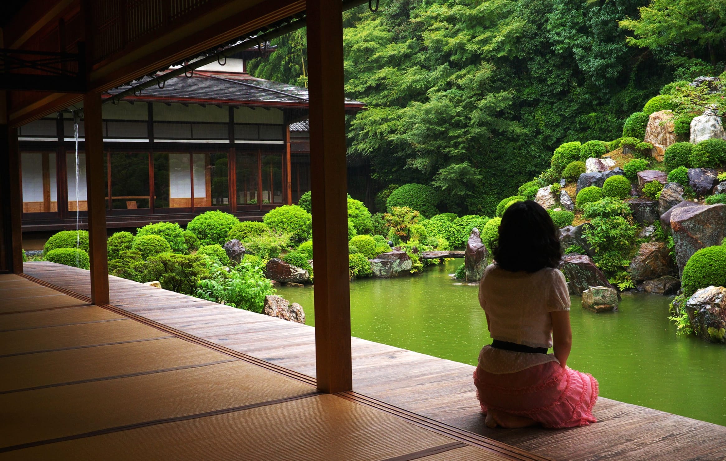 Serene Asian Garden Woman wallpapers HD quality