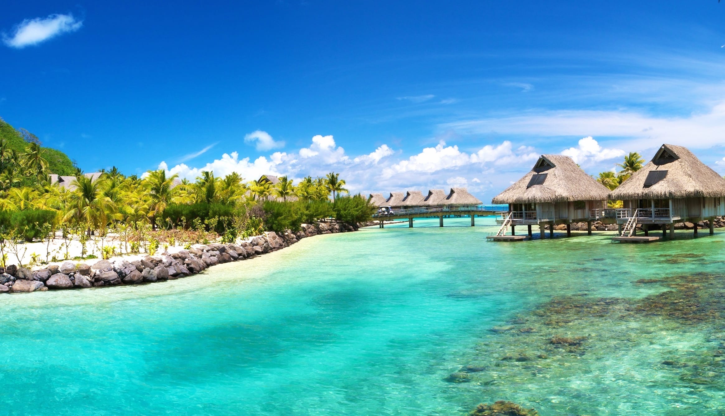 Serene Bora Bora Tropical Ocean at 2560 x 1440 HD size wallpapers HD quality