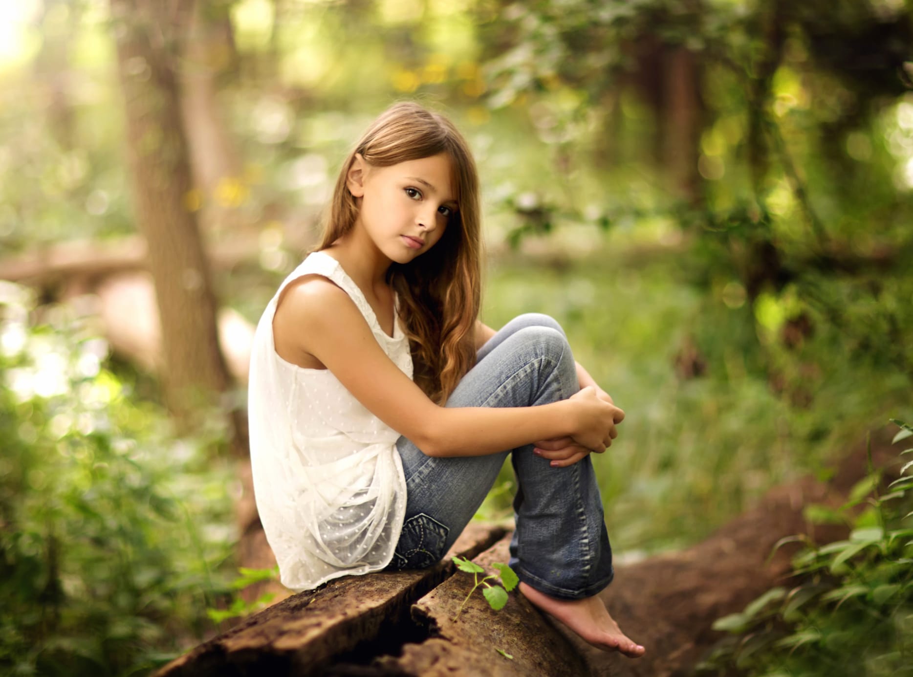 Serene Child in Nature - at 320 x 480 iPhone size wallpapers HD quality