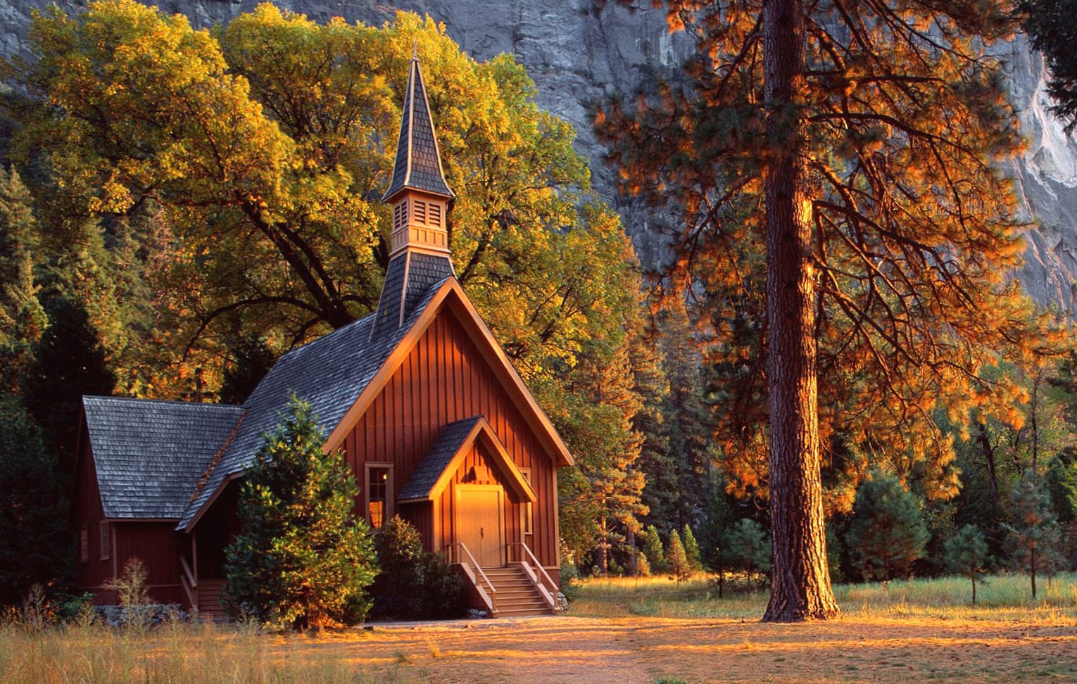 Serene Church in Nature - at 1600 x 1200 size wallpapers HD quality