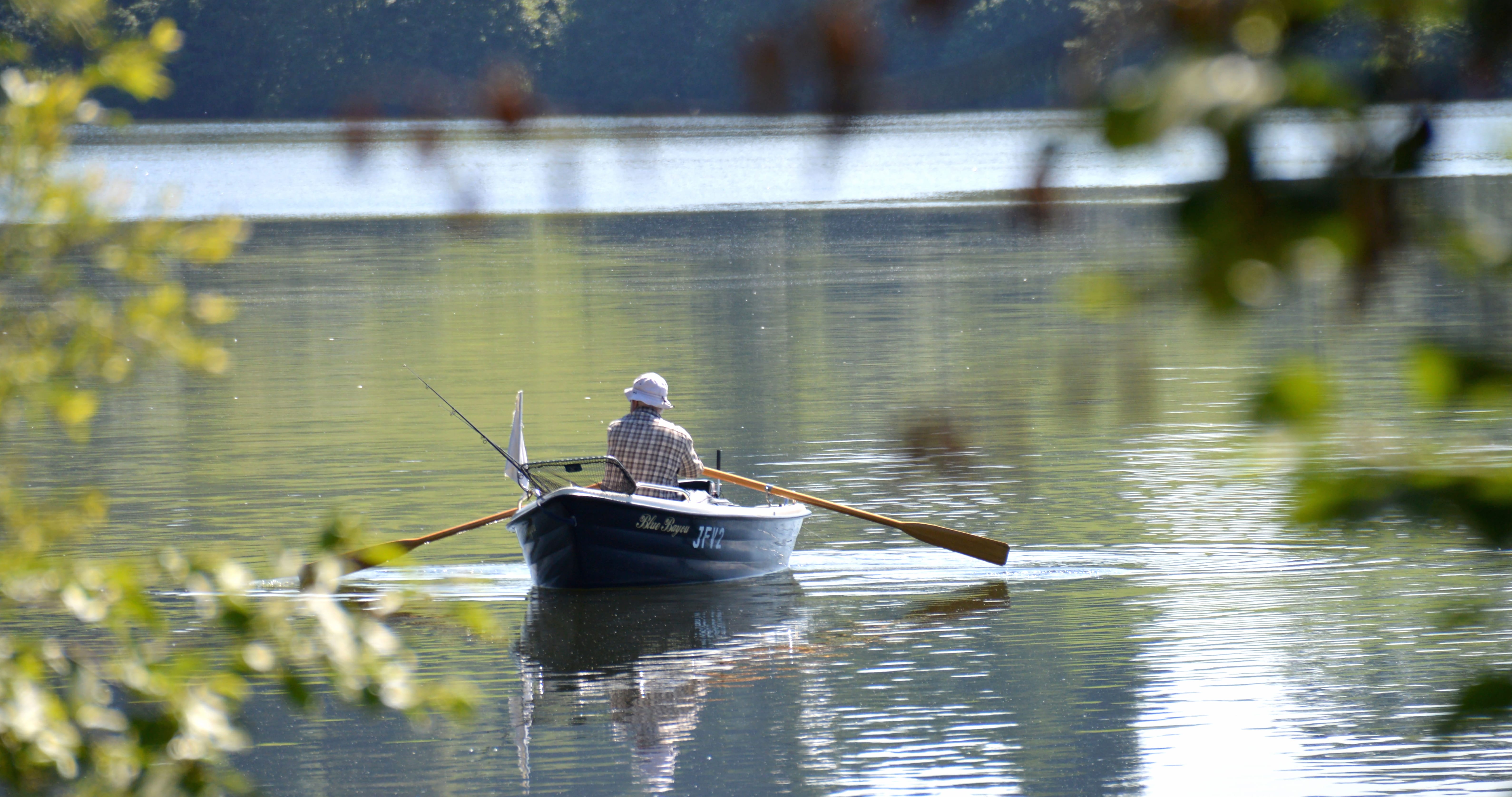 Serene Fishing at the Lake - at 320 x 480 iPhone size wallpapers HD quality