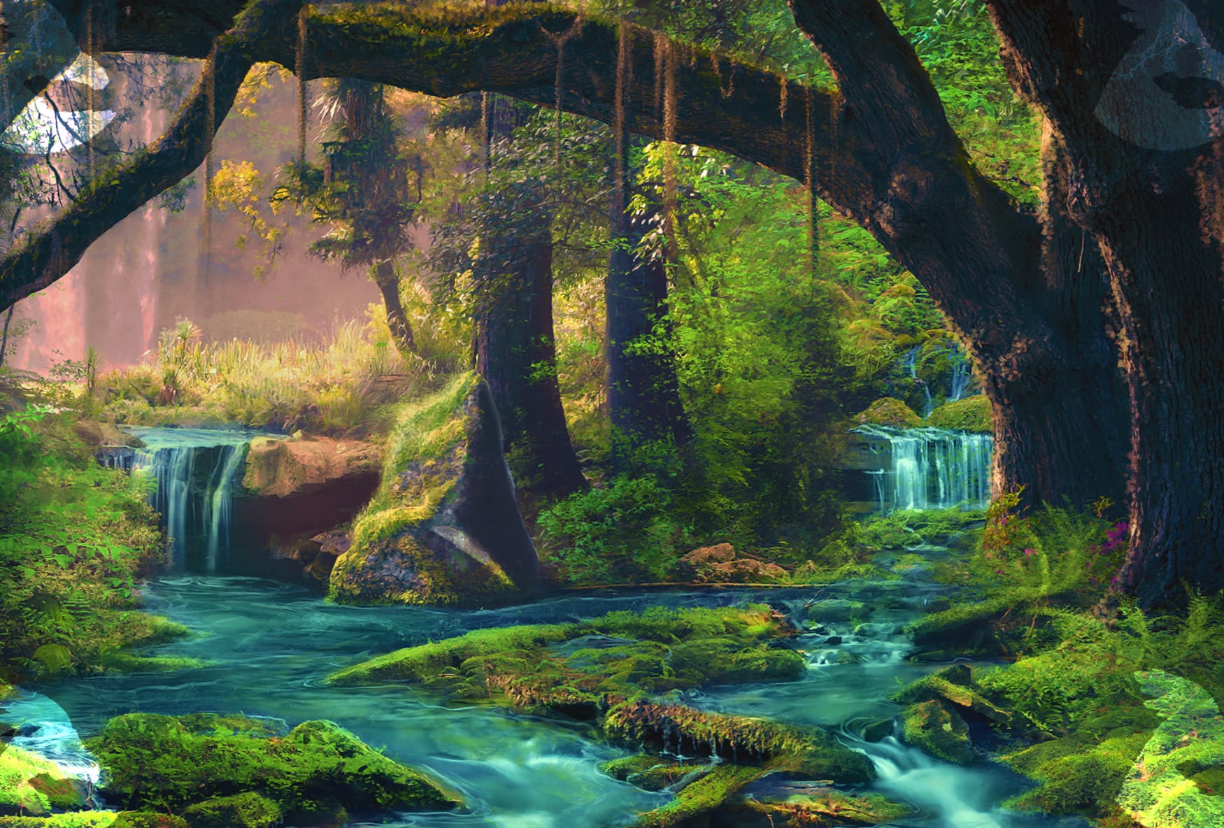 Serene Forest Waterfall - Artistic wallpapers HD quality