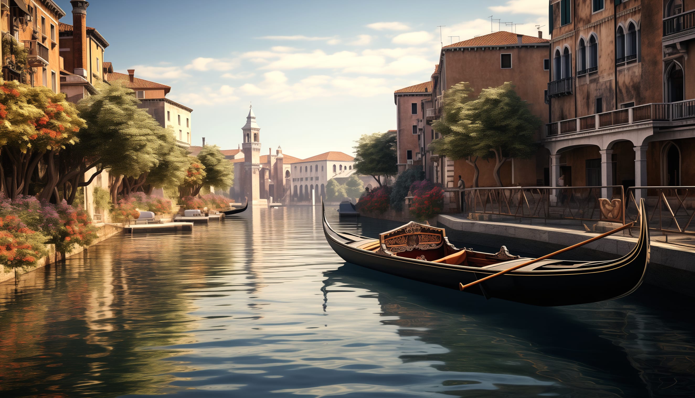 Serene Gondola Ride on River wallpapers HD quality