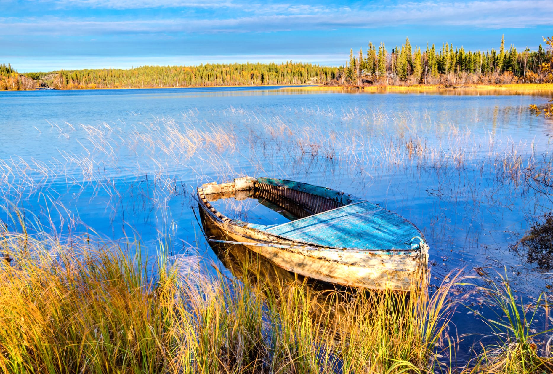 Serene Lake Boat - at 1536 x 864 HD size wallpapers HD quality