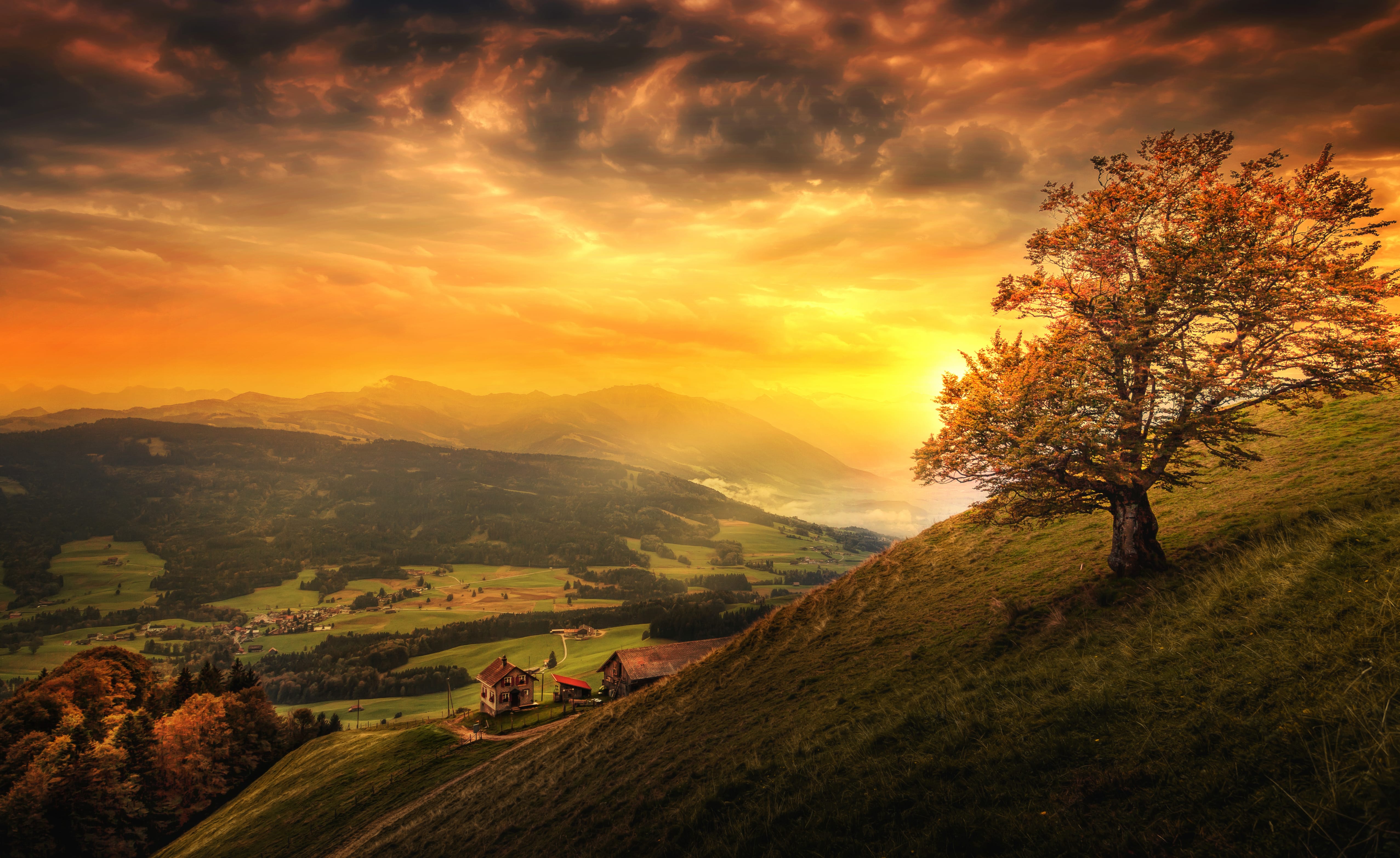 Serene Sunset Over Swiss Hills - wallpapers HD quality