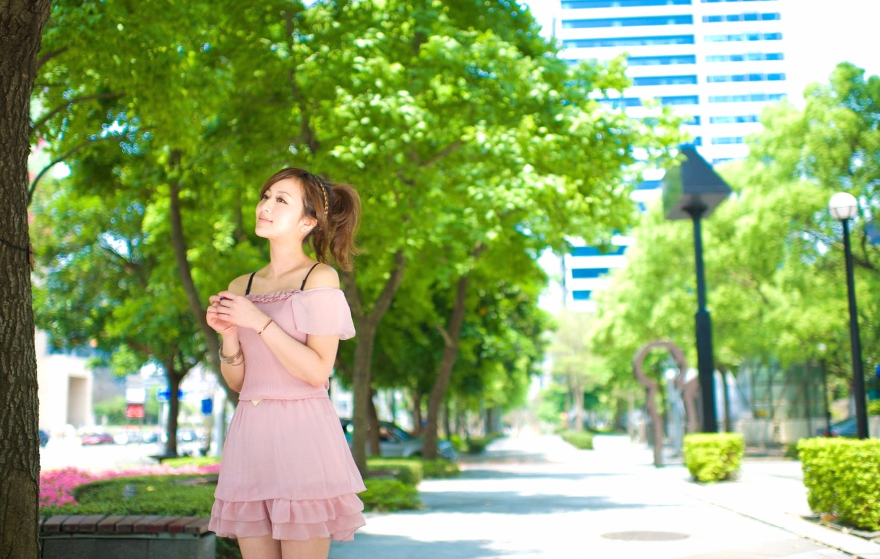 Serene Walk with Woman - Mikako at 1024 x 1024 iPad size wallpapers HD quality