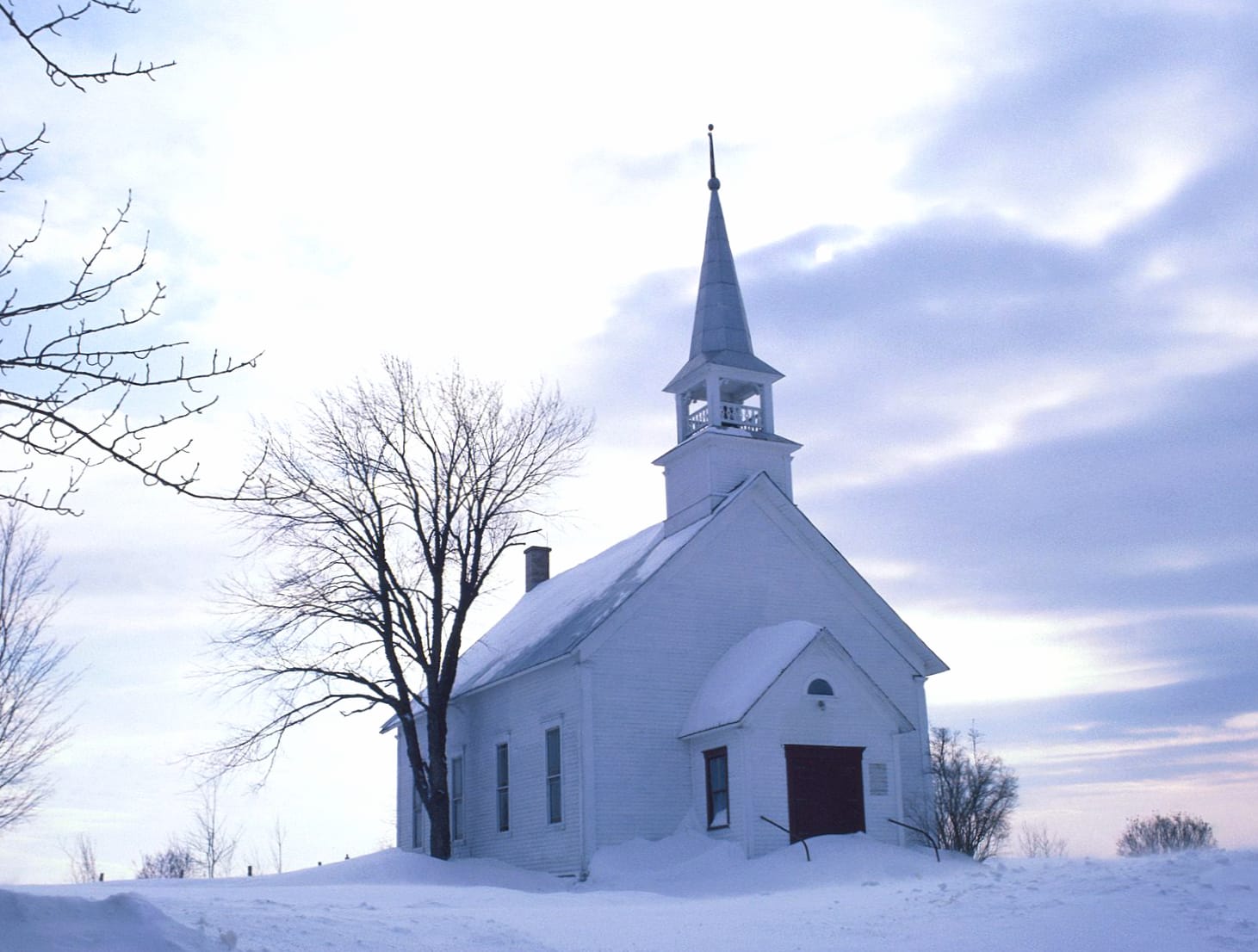 Serene Winter Church at 1334 x 750 iPhone 7 size wallpapers HD quality