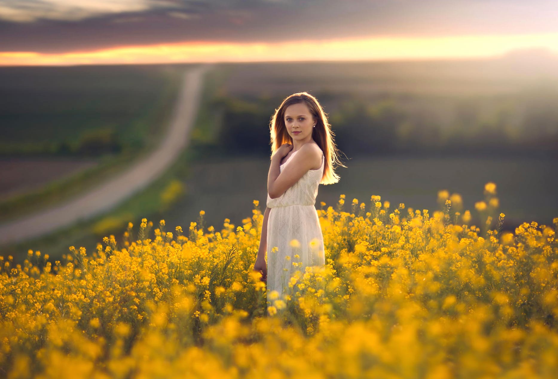 Serene Woman in Field - wallpapers HD quality