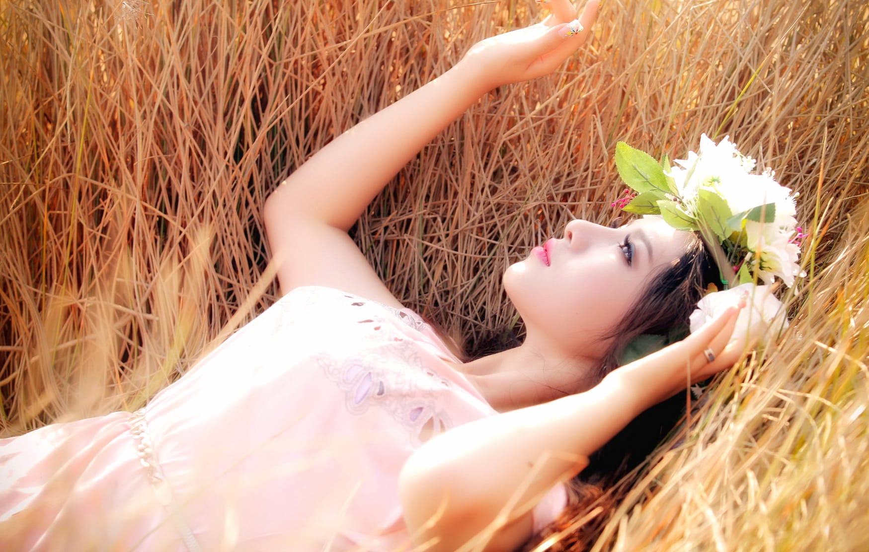 Serene Woman in Wheat Field - at 1280 x 960 size wallpapers HD quality