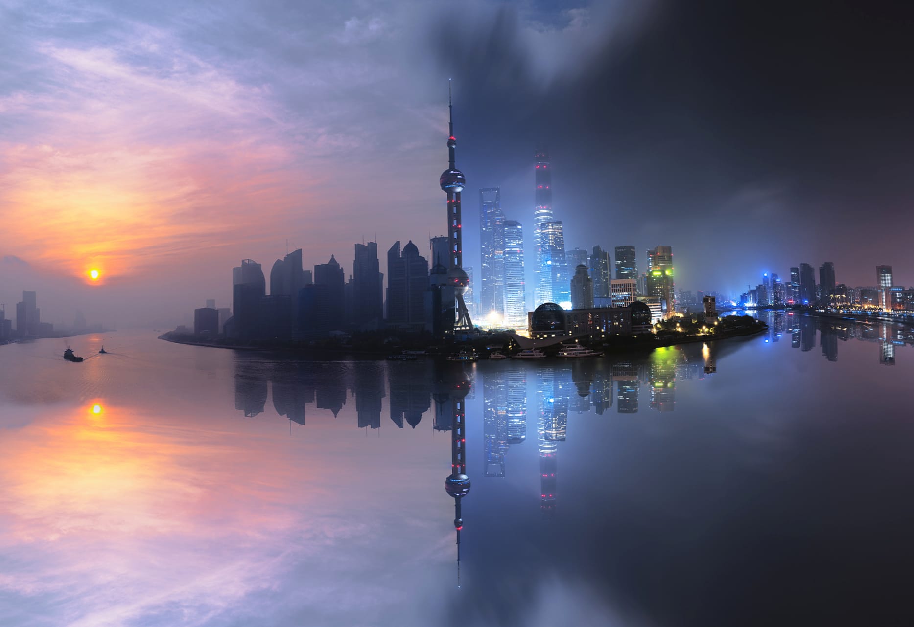 Shanghai Skyscraper Nightscape - wallpapers HD quality