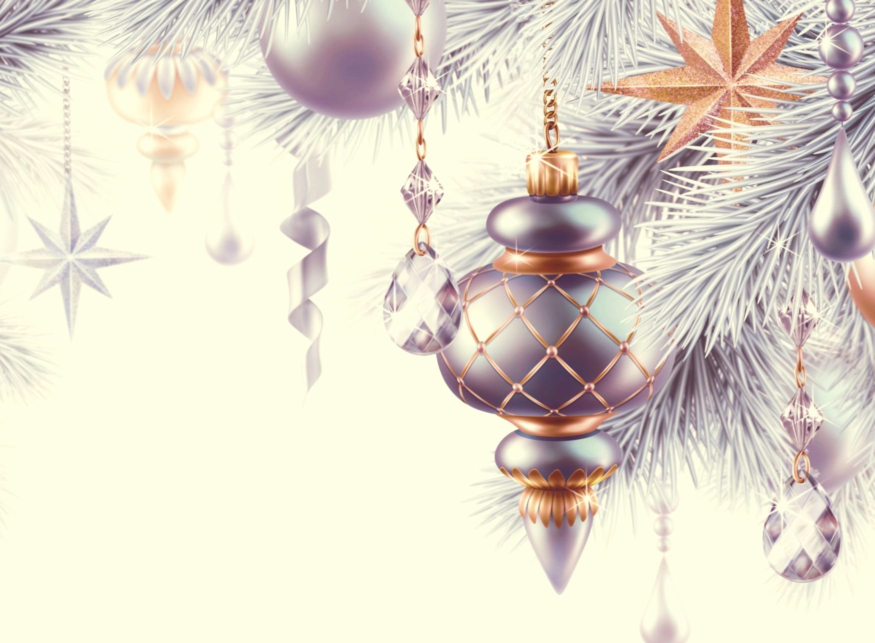 Silver Christmas Ornaments Holiday Christmas wallpapers HD quality