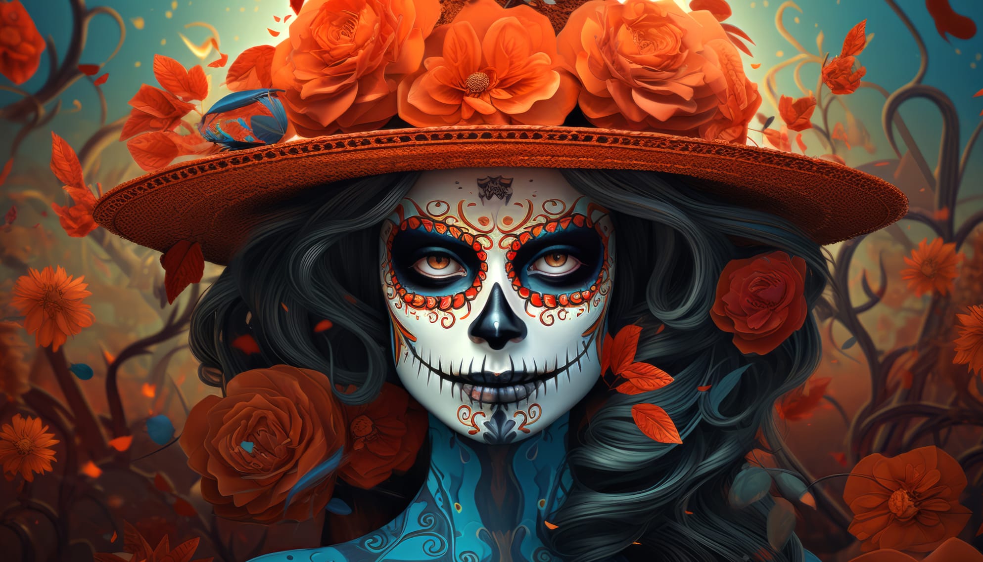 Skull Girl Day of the Dead Wallpaper wallpapers HD quality