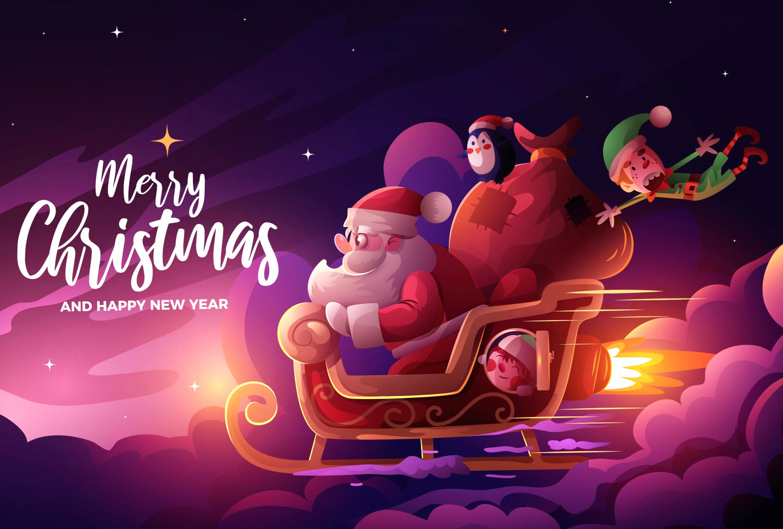 Sleigh Merry Christmas Santa Holiday Christmas wallpapers HD quality